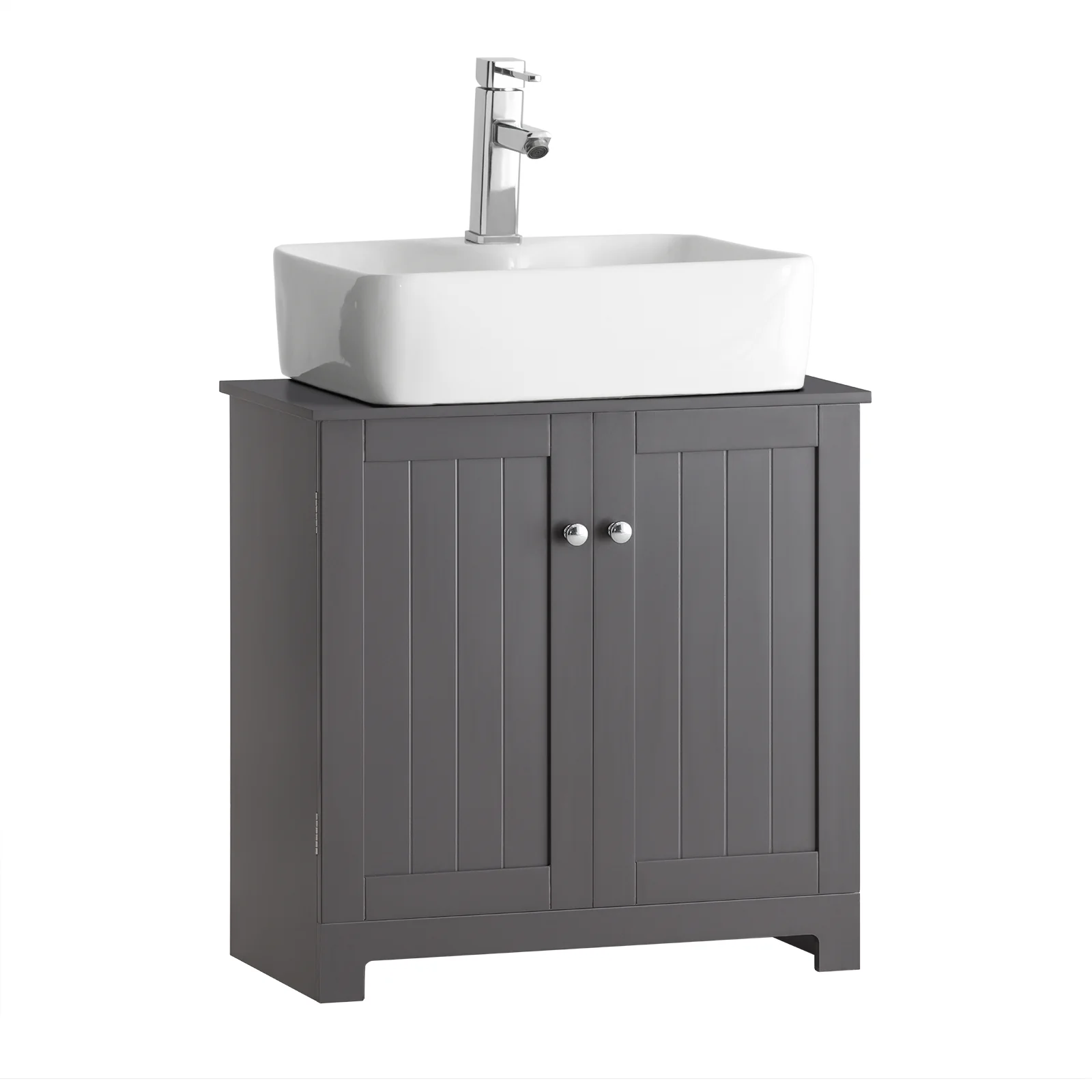 SoBuy BZR18-DG 2-laags badmeubel met 2 deuren badkamer opbergkast - W60cm x D29cm x H60cm