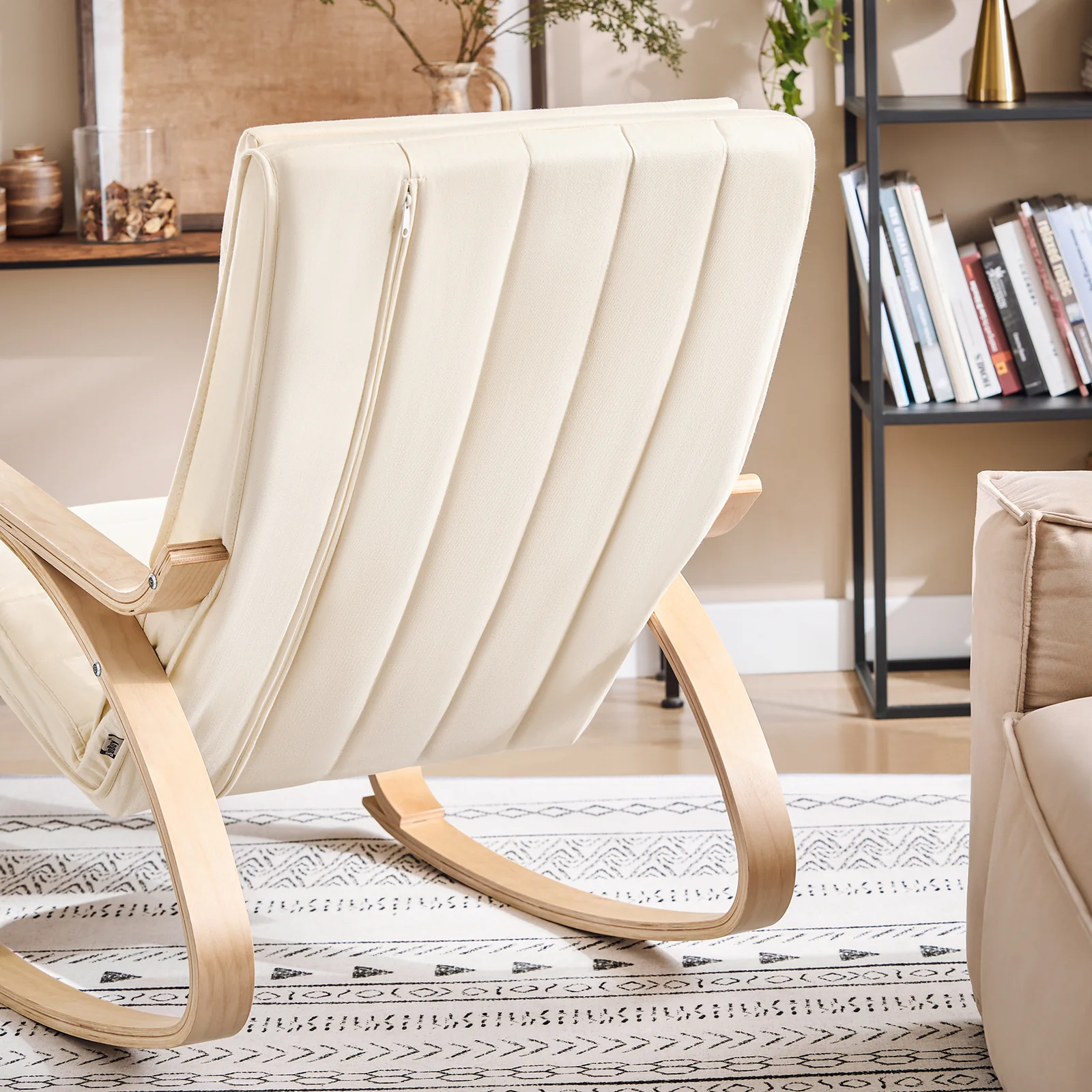 SoBuy FST16-W Schommelstoel met Verstelbare Voetensteun | Comfortabel | Verstelbaar - Image 8
