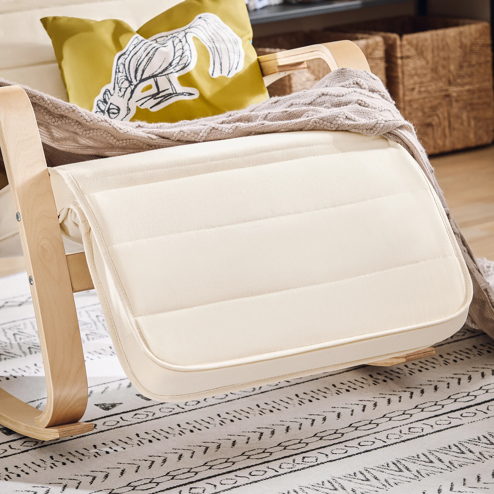 SoBuy FST16-W Schommelstoel met Verstelbare Voetensteun | Comfortabel | Verstelbaar - Image 9
