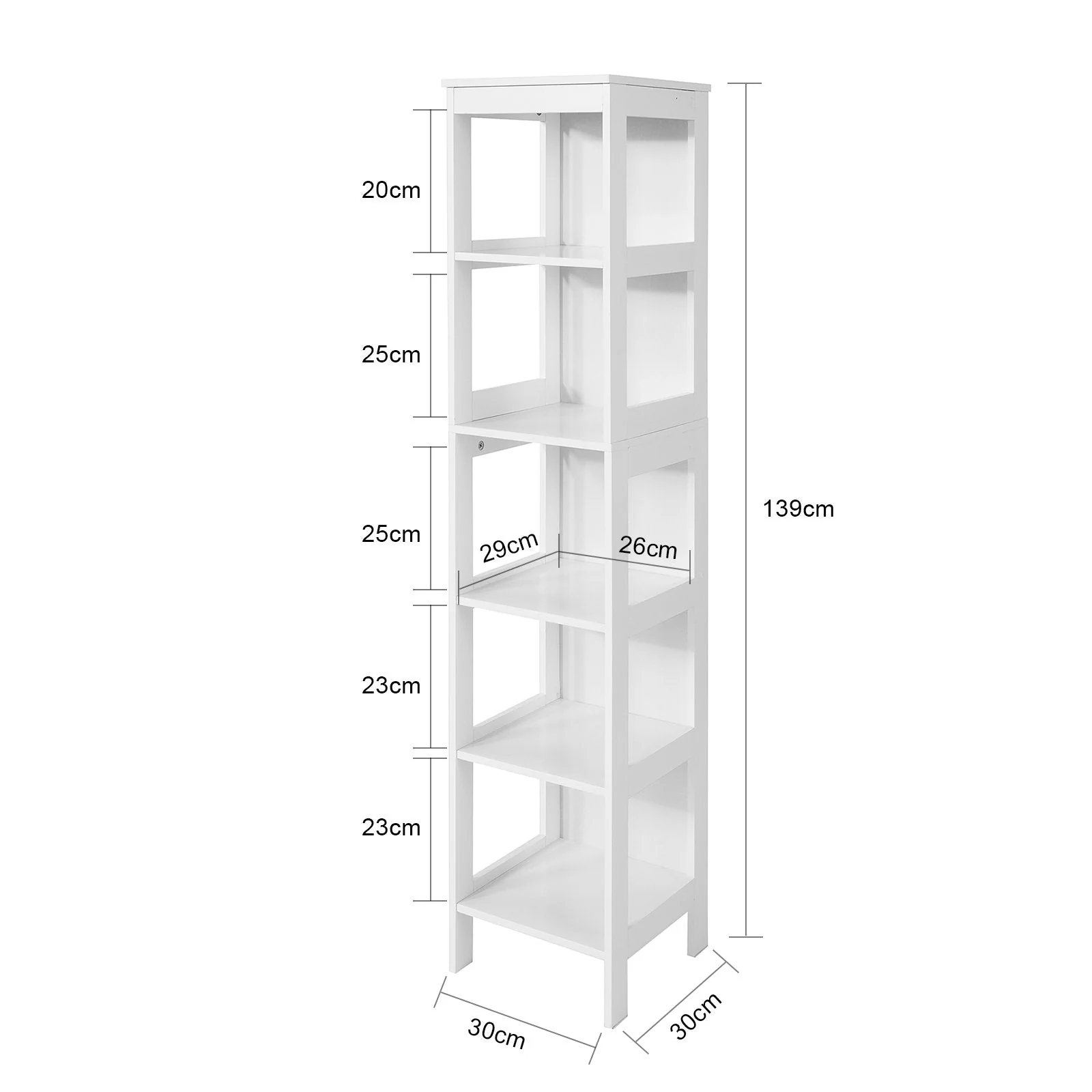 SoBuy BZR14-W Badkamerplank Badkamermeubel met 5 Planken Badkamer Hoog Kast Stelling - Image 5
