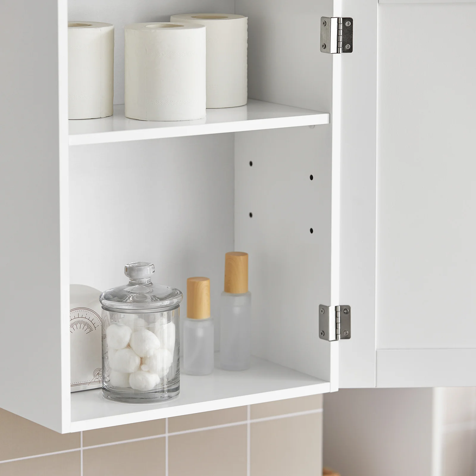 SoBuy BZR19-W Medicijnkastje Badkamer Landelijk Wit - Image 4