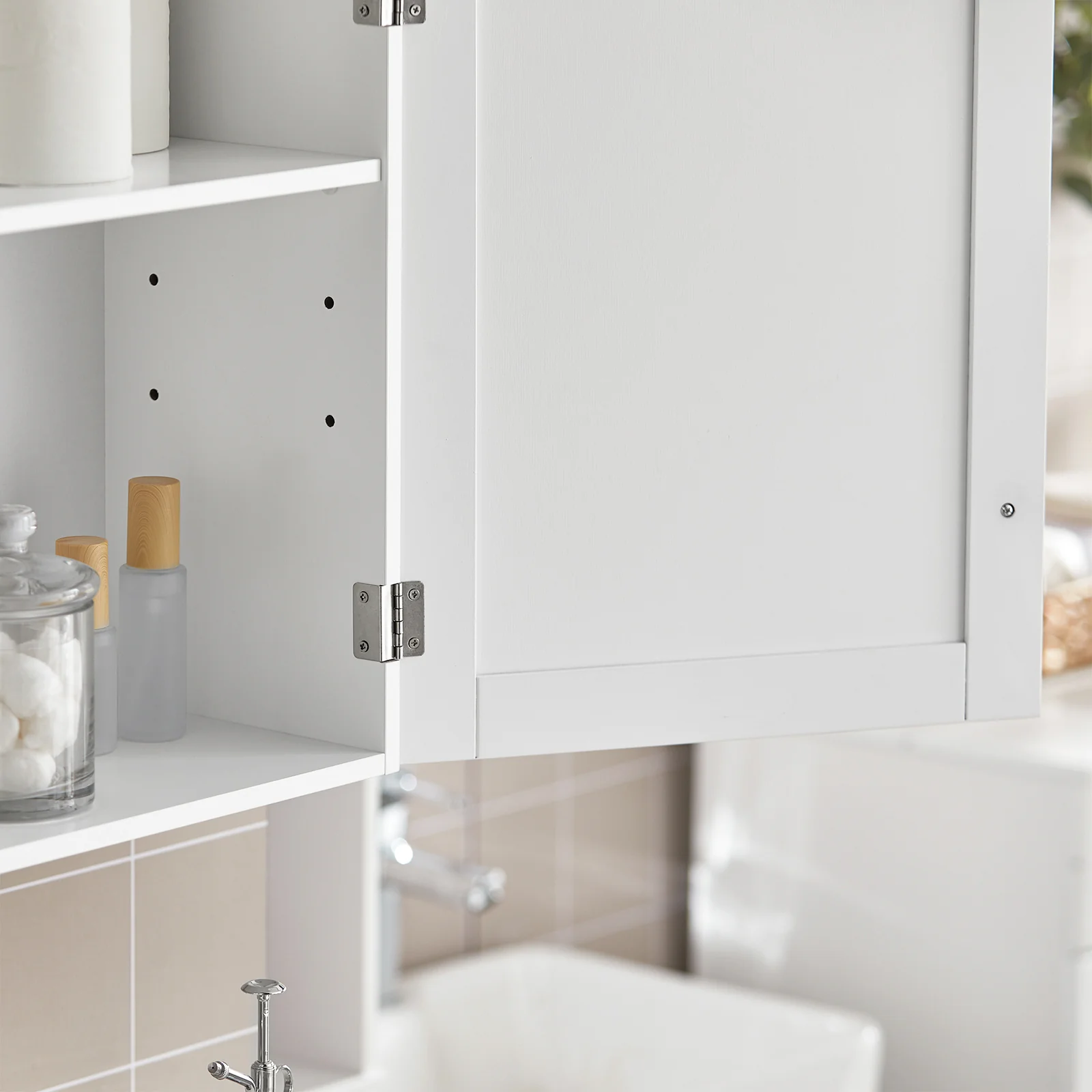 SoBuy BZR19-W Medicijnkastje Badkamer Landelijk Wit - Image 6