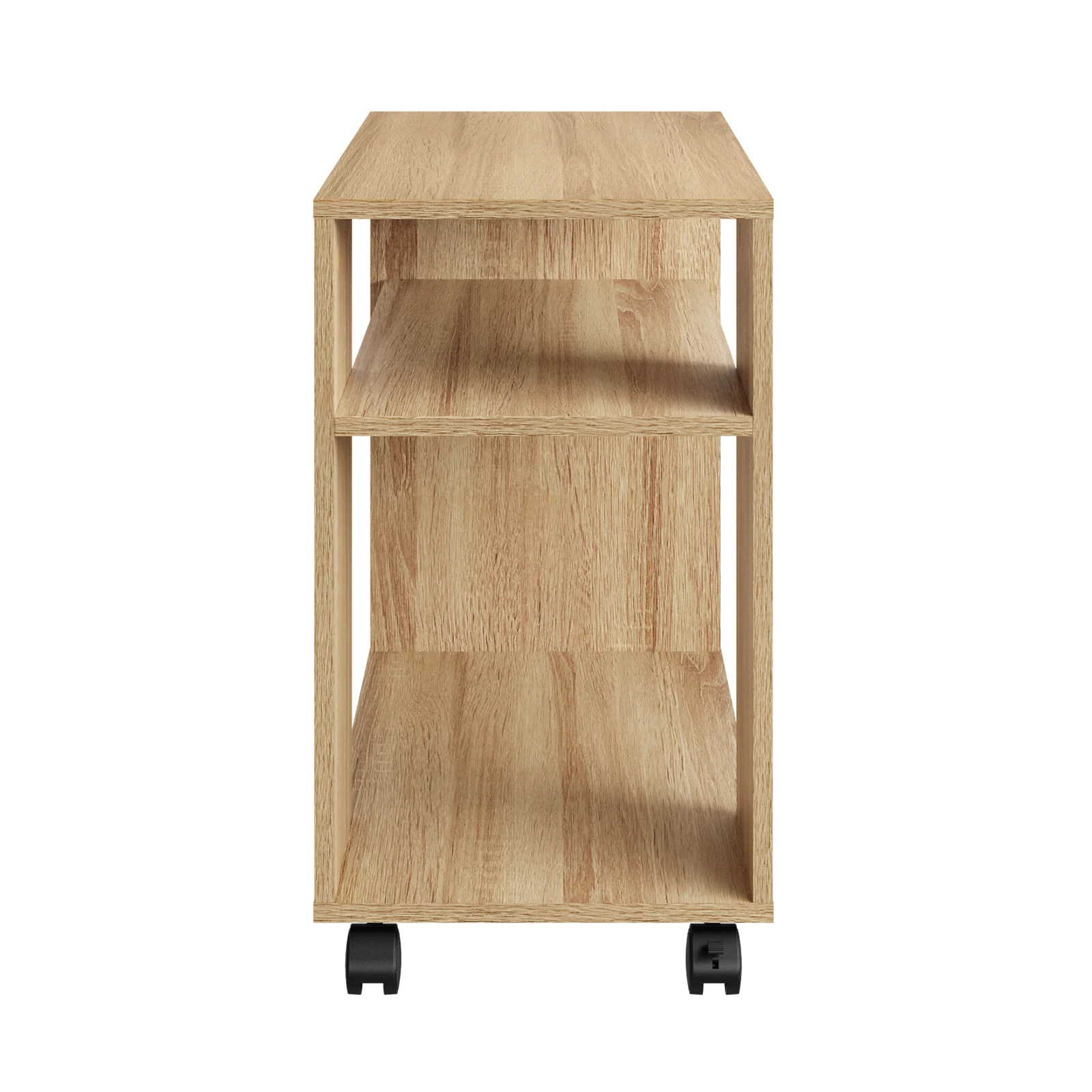 SoBuy FBT34-N Verrijdbare Bijzettafel met Wielen – 2-Laags Opbergtafel / Mobiele Boekenkast voor Woonkamer, Slaapkamer & Kantoor – 70×35×60 cm, Naturel - Image 8
