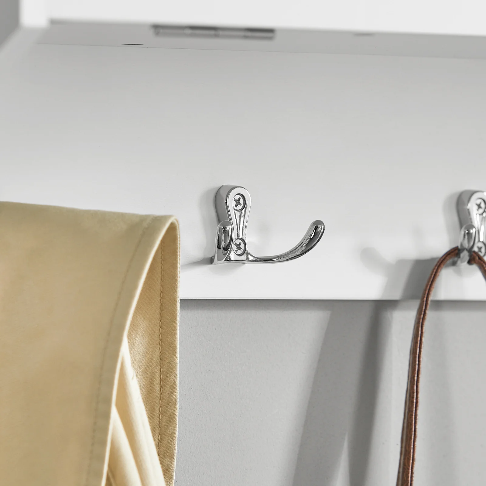 SoBuy FHK24-W Wandkapstok Hal Kapstok Wandgarderobe Garderobe Kledingrek Wandplank met 2 Deuren en 5 dubbele Haken - Image 6