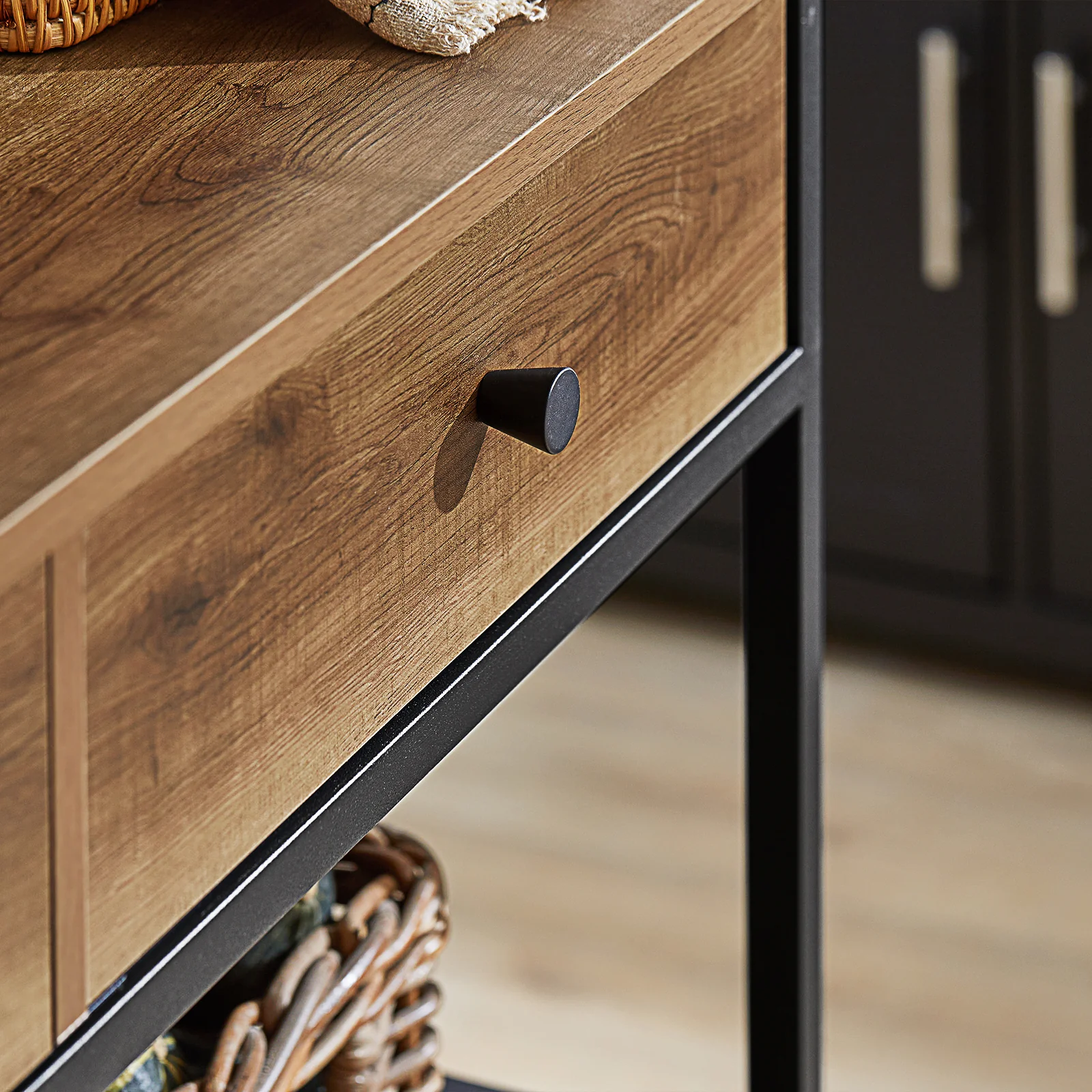 SoBuy FKW112-PF Keukentrolley met Wielen – Industriële Keukenkast met Werkblad, 2 Lades & 2 Open Planken, Compact Opbergmeubel voor Kleine Keukens (100x45x93 cm) - Image 7