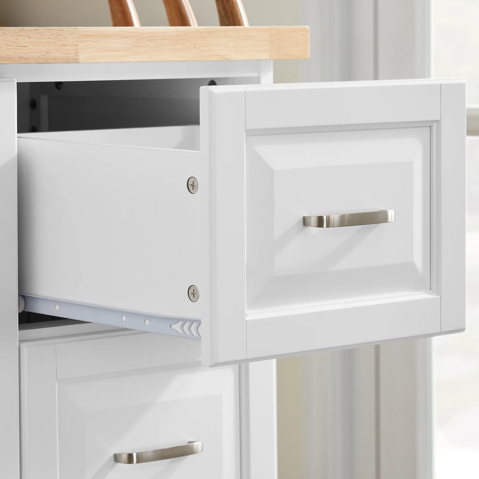 SoBuy FKW41-II-WN Keukentrolley met Wielen, Uitschuifbaar Werkblad, 2 Lades en Verstelbare Planken, Mobiel Keukeneiland voor Keuken of Eetkamer 130 x 46 (+ 25) x 91 cm - Image 18