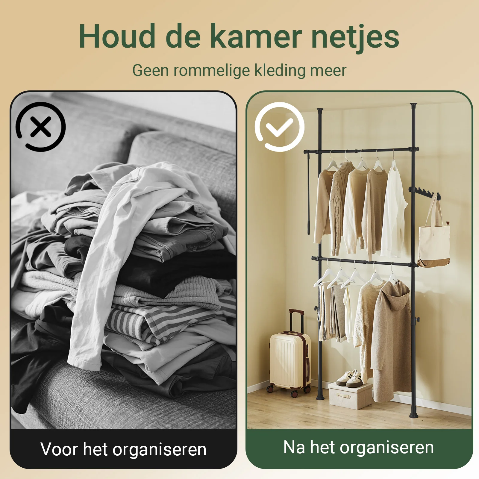 SoBuy FRG109-II-SCH – Verstelbare Kledingrek op Wieltjes, Sterke Garderoberek voor Slaapkamer of Inloopkast, Zwart - Image 7