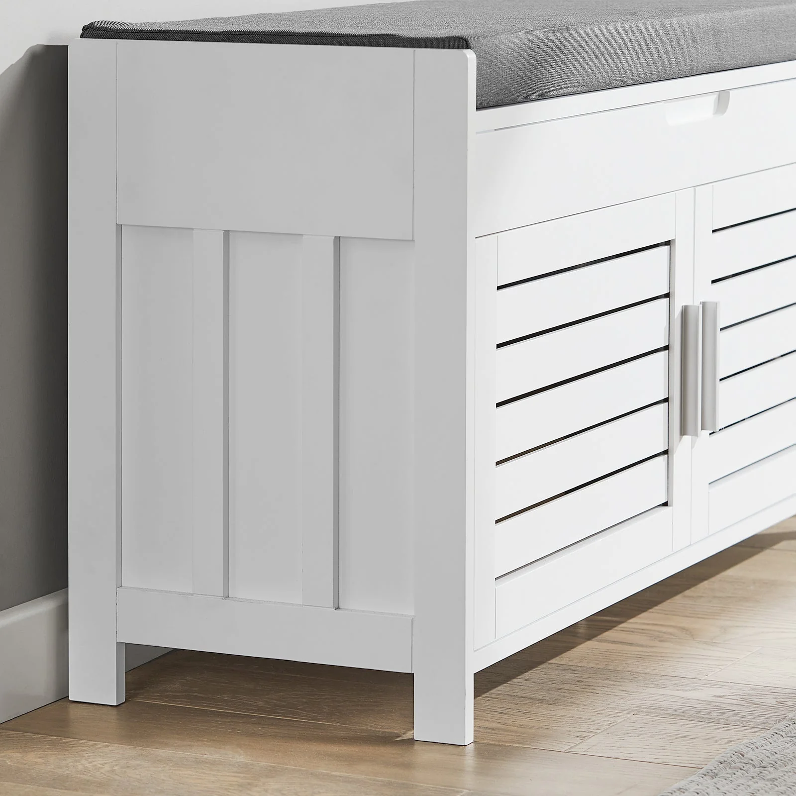 SoBuy FSR102-W Opbergbank met gewatteerd kussen Basiseenheid Instapmodel Schoenenkist Comfortabele bank met ingebouwde opberger en 2 deuren - Image 10