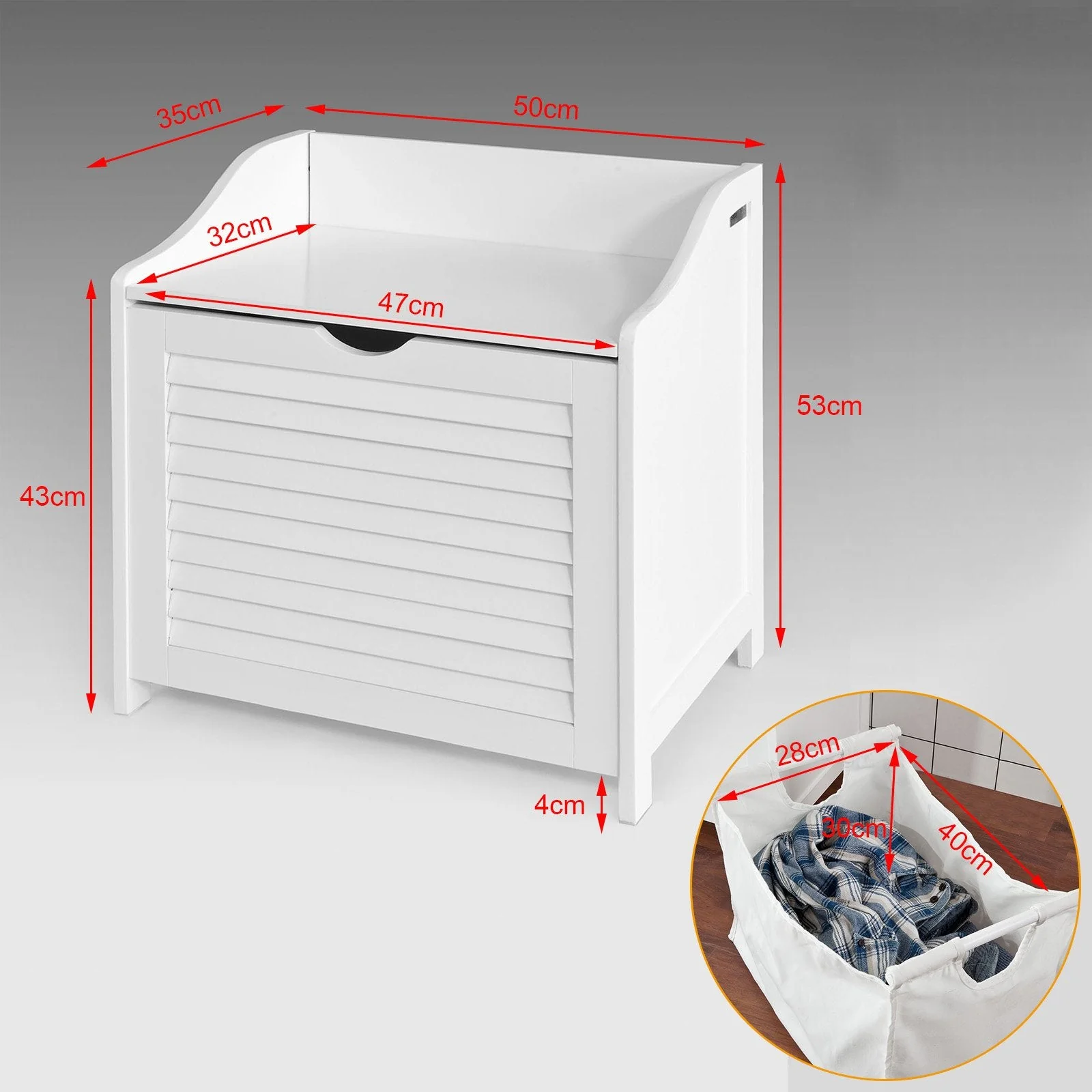 SoBuy FSR40-W Wasmand mit Deksel - Badkamerkast - Opbergkast - Wit - Image 5