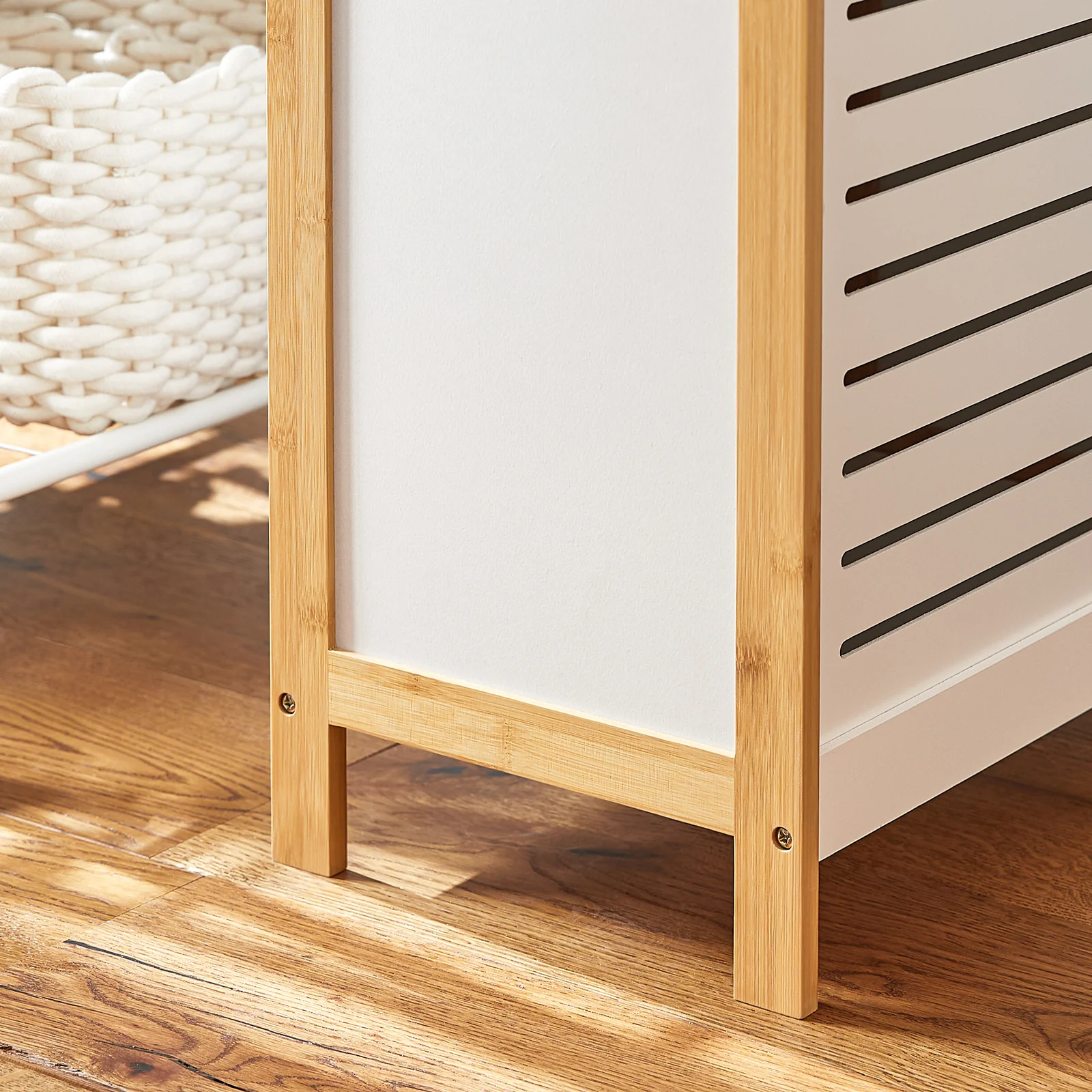 SoBuy FSS66-WN Badkamerkast Opbergkist Wasmand Wasbox Wasverzamelaar Waston met Deksel wit - Image 14