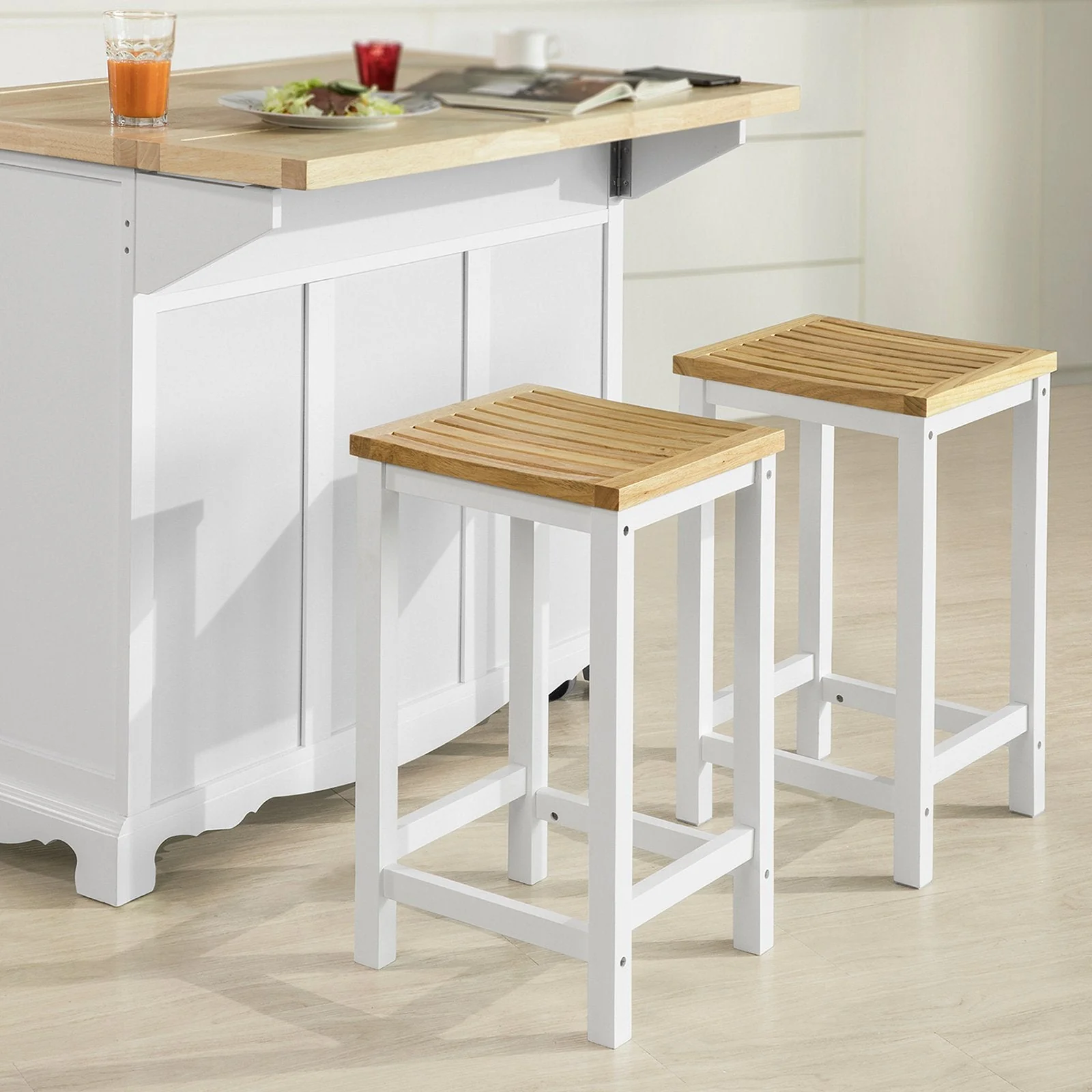 SoBuy FST29-WNx2 Set van 2 Stoelen Houten Stoel Eetkamerstoel Keukenstoel Kruk - Image 3