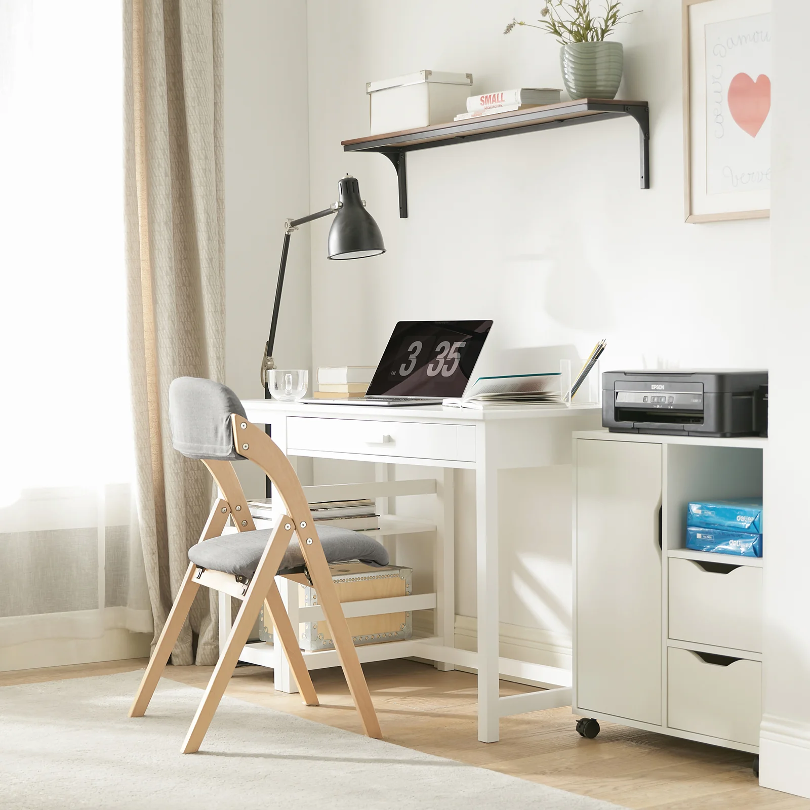 SoBuy FST92-N Opvouwbare Stoel met Gevuld Hout, Ergonomisch Ontwerp – Compacte Keuken- en Bureaustoel voor Eetkamer of Woonkamer, Perfect voor Kleine Ruimtes, Lichtgrijs - Image 6