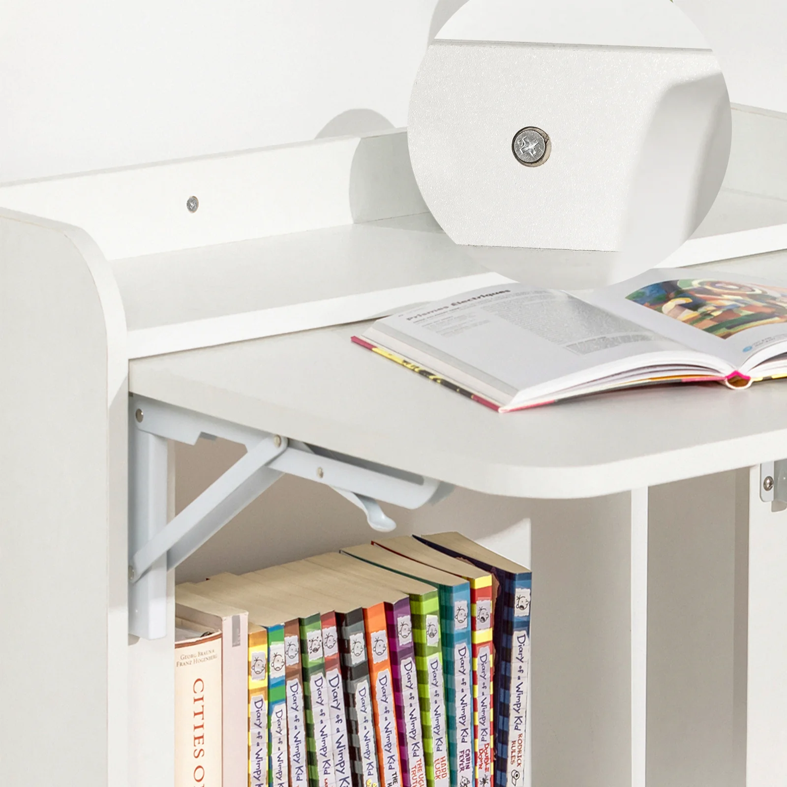 SoBuy FWT92-W Opklapbaar bureau, opklapbare computertafel Multifunctioneel bureau met opbergplanken - Image 6