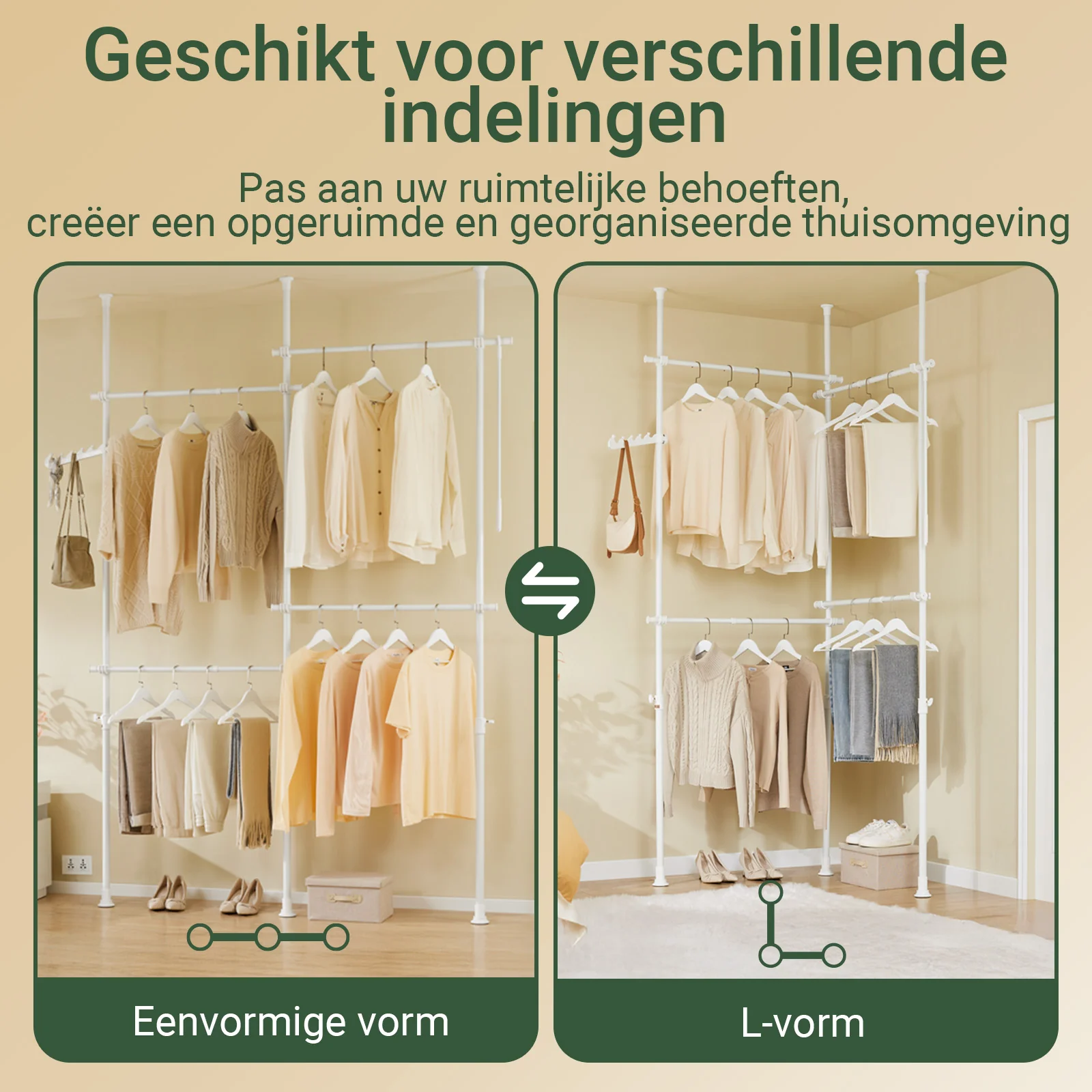 SoBuy KLS03-II-W Stevige Uitschuifbare Kledingstang – Verstelbare Open Garderobe met Hangerstangen, Kapstok voor Slaapkamer/Dressing – Wit - Image 6