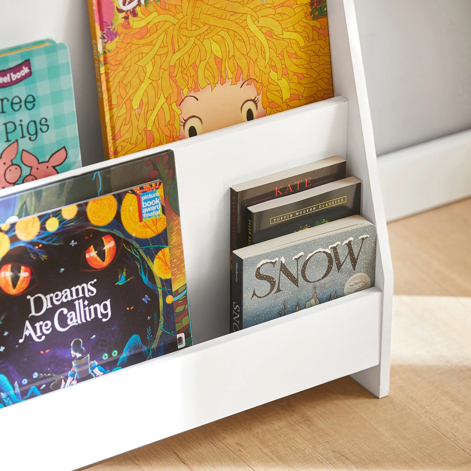 SoBuy KMB32-W Kinderboekenplank – 4 Niveaus Opbergkast voor Speelgoed en Boeken, Veilig & Stijlvol, Wit 80x30x88 cm - Image 7