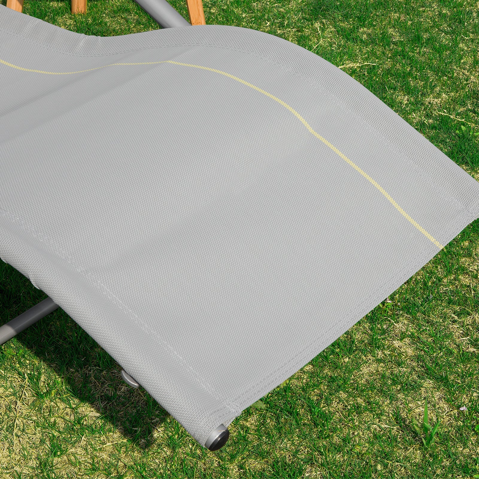 SoBuy OGS28-HG | Ligstoel | Tuinstoel | Swingstoel | Schommelstoel | Ergonomische | met Verstelbare Hoofdsteun en Zijzak | Grijs - Image 10