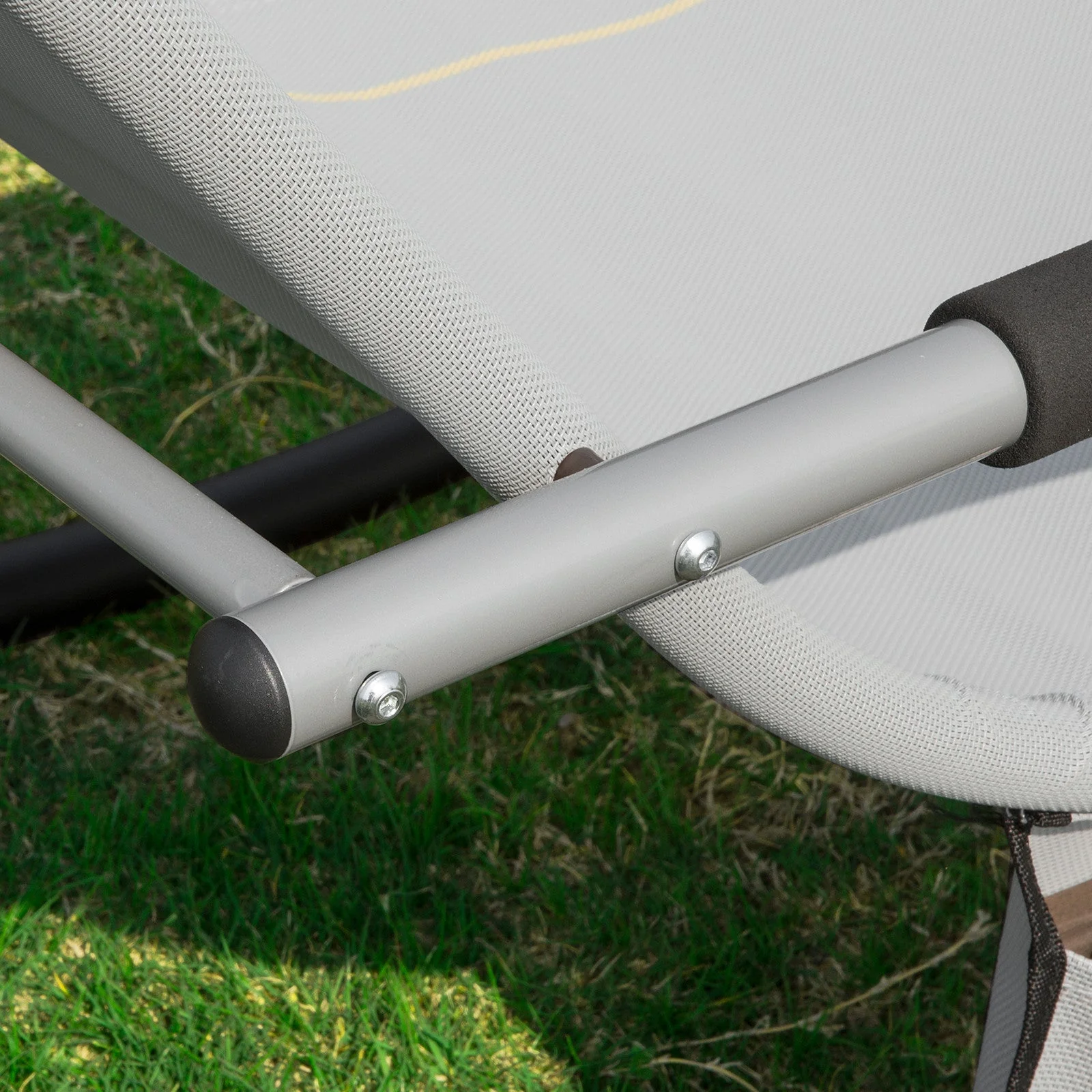 SoBuy OGS28-HGx2 | Set van 2 | Ligstoel | Tuinstoel | Swingstoel | Schommelstoel | Ergonomische | met Verstelbare Hoofdsteun en Zijzak | Grijs - Image 10