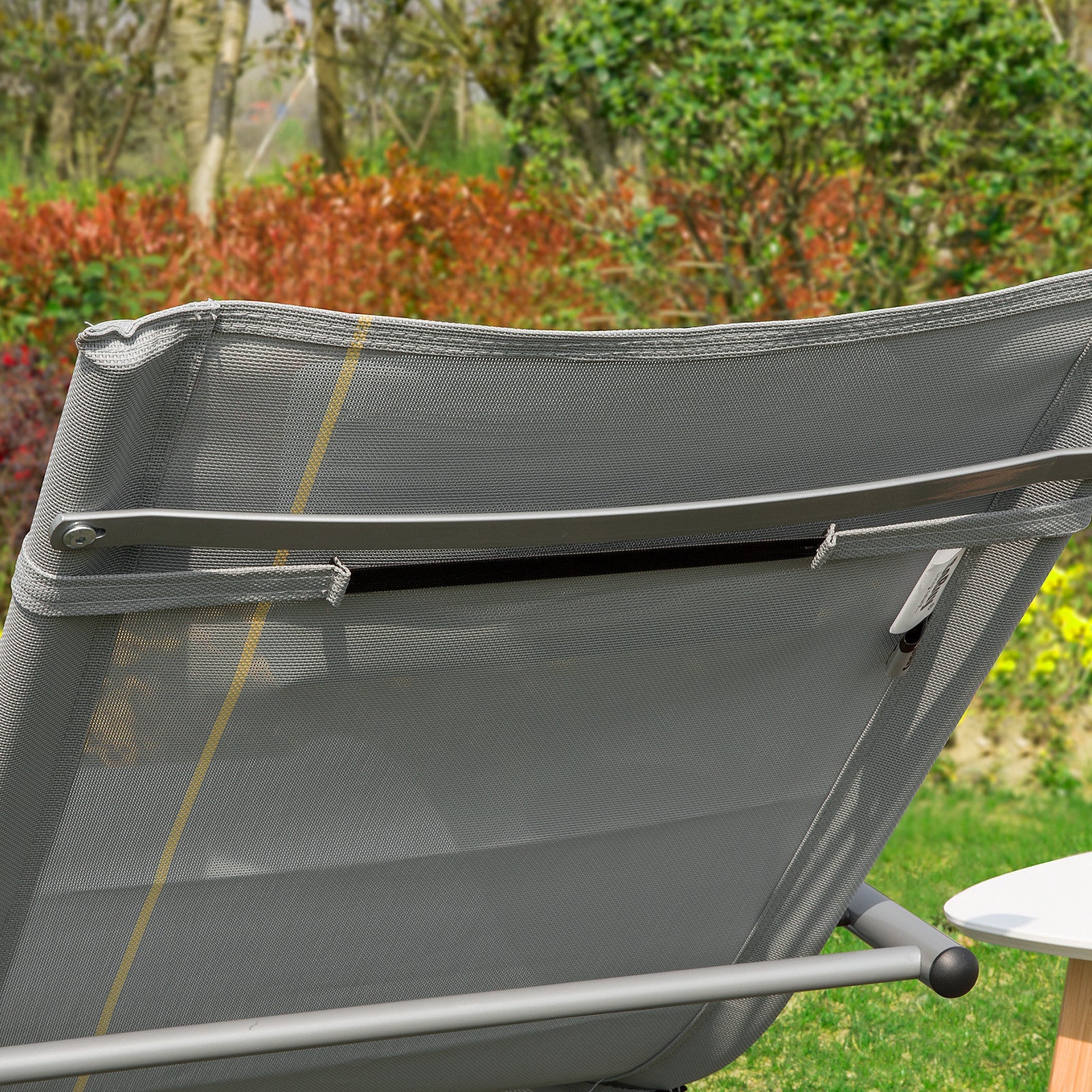 SoBuy OGS28-HGx2 | Set van 2 | Ligstoel | Tuinstoel | Swingstoel | Schommelstoel | Ergonomische | met Verstelbare Hoofdsteun en Zijzak | Grijs - Image 11