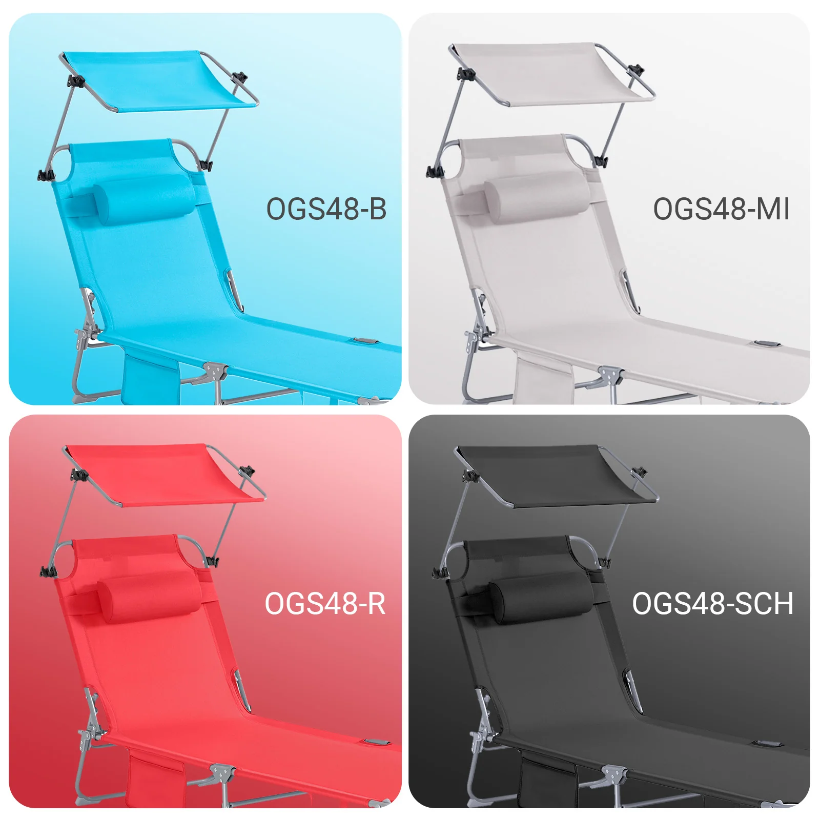 SoBuy Opvouwbare Ligstoel met Verstelbare Luifel, Tuinligstoel met 4 Ligposities, Lounge stoel, Zonnekap, voor Zwembad, Tuin, Patio, Kamperen, Strand, Camping, Zwart,OGS48-SCH - Image 11