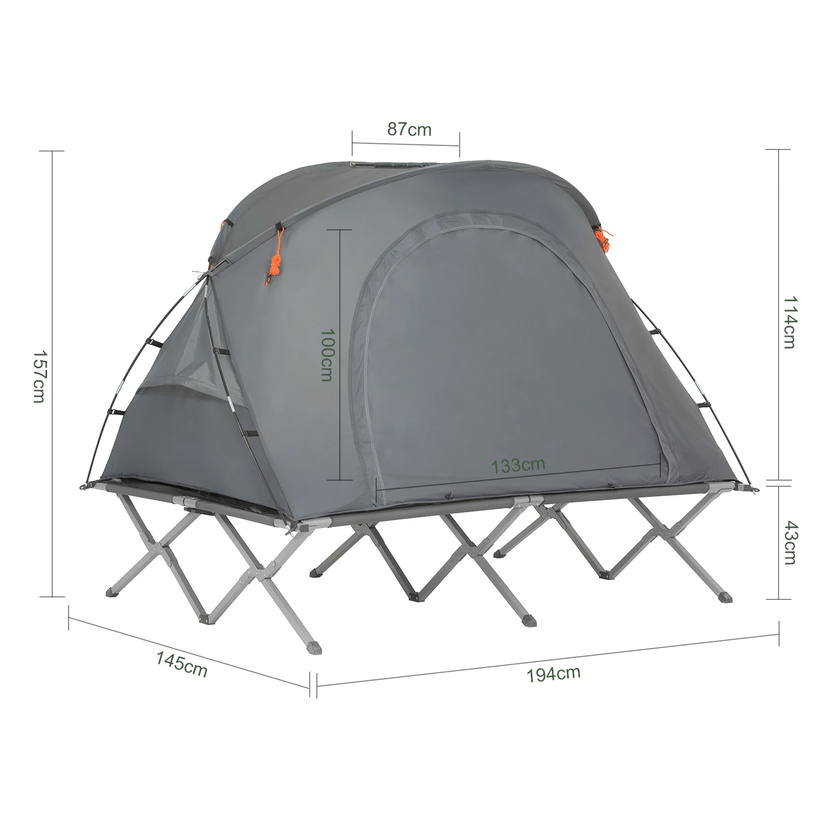 SoBuy opvouwbaar campingbedje voor 2 personen, aluminium opvouwbaar campingbedje, kampeerreis met dak, slaapzak, opblaasbare matras, draagtas en accessoires, max. belasting 300 kg, OGS60-L-HG - Image 5