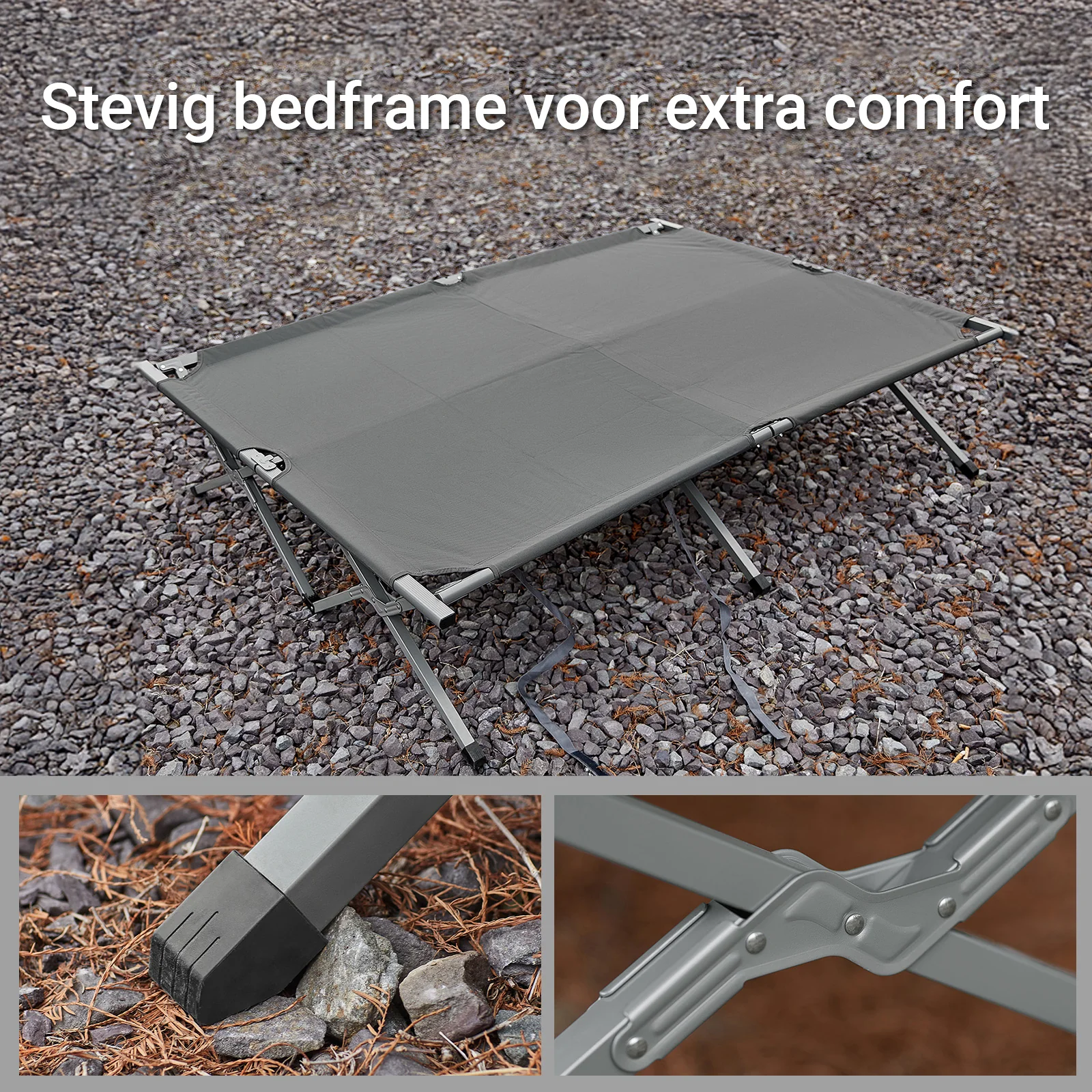 SoBuy opvouwbaar campingbedje voor 2 personen, aluminium opvouwbaar campingbedje, kampeerreis met dak, slaapzak, opblaasbare matras, draagtas en accessoires, max. belasting 300 kg, OGS60-L-HG - Image 6