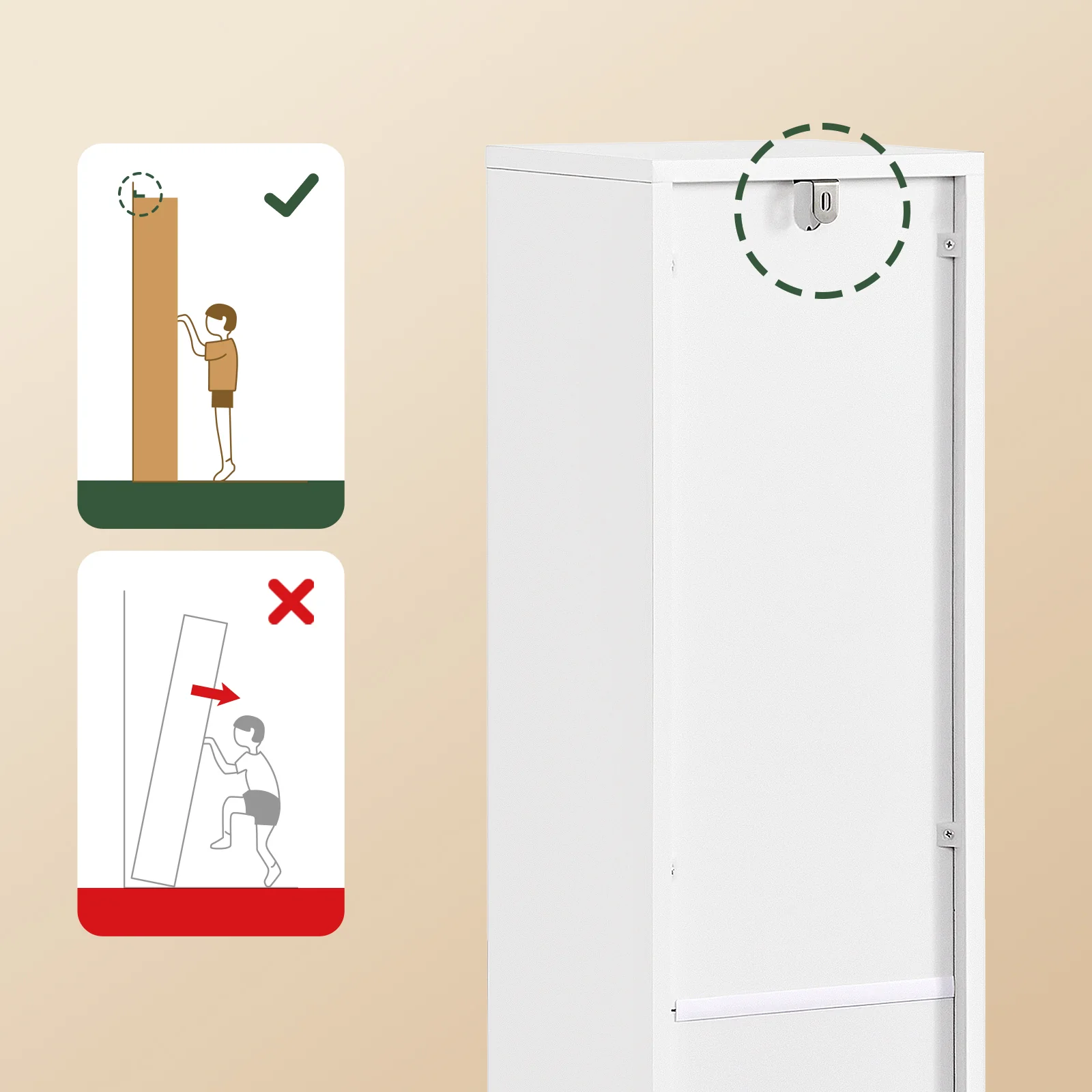 SoBuy BZR151-W Badkamermeubel voor smalle ruimtes, compacte opbergkast met verstelbare plank en lade, voor badkamer, toiletkast van hout, wit, 20 x 20 x 96 cm - Image 5