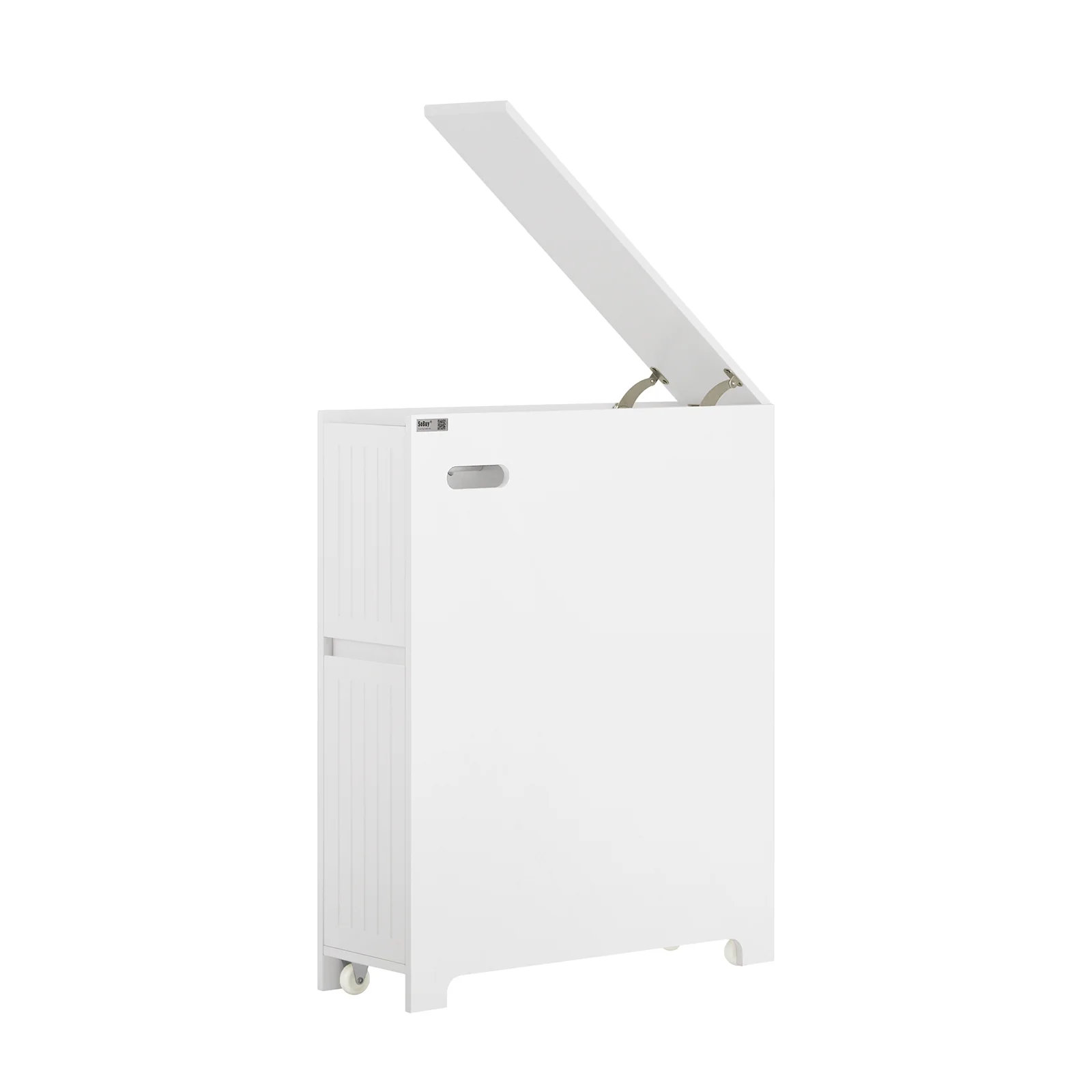 SoBuy BZR111-W Smalle WC Kast met Rollen - Praktisch Opbergmeubel voor Badkamer, Toiletpapier en Schoonmaakproducten, 60x20x75 cm - Image 12