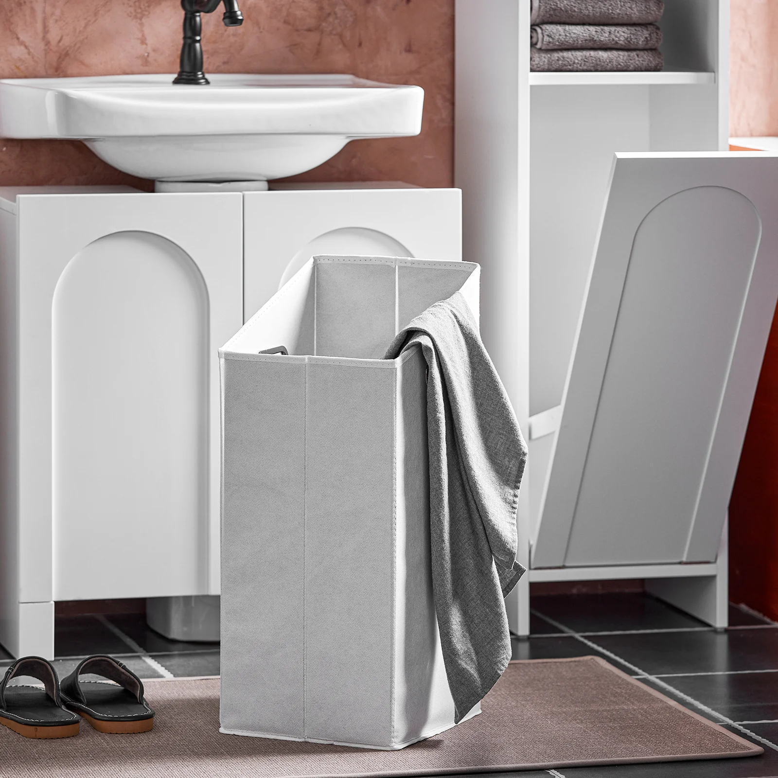 SoBuy BZR161-W Droogkast met uitklapbare waszak wasverzamelaar wasmand wasmand waskast badkamerkast wit BHT ca. 30x97x30cm - Image 9