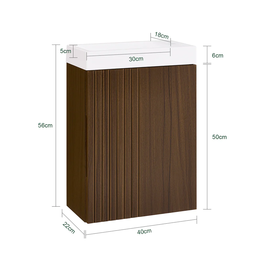 SoBuy BZR196-BR Hangkast met wastafel, badkamermeubel met wastafel, wastafelset, handwasmachine - Image 5