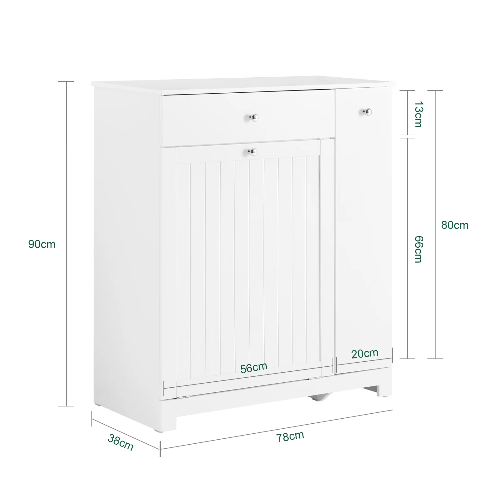SoBuy BZR214-W Badkamermeubel met wasmand, opbergzuil met 1 lade en schuifvak, waterdichte badkamerkast 78 x 38 x 90,3 cm, ideaal voor toilet, wastafel, toilet - Image 4