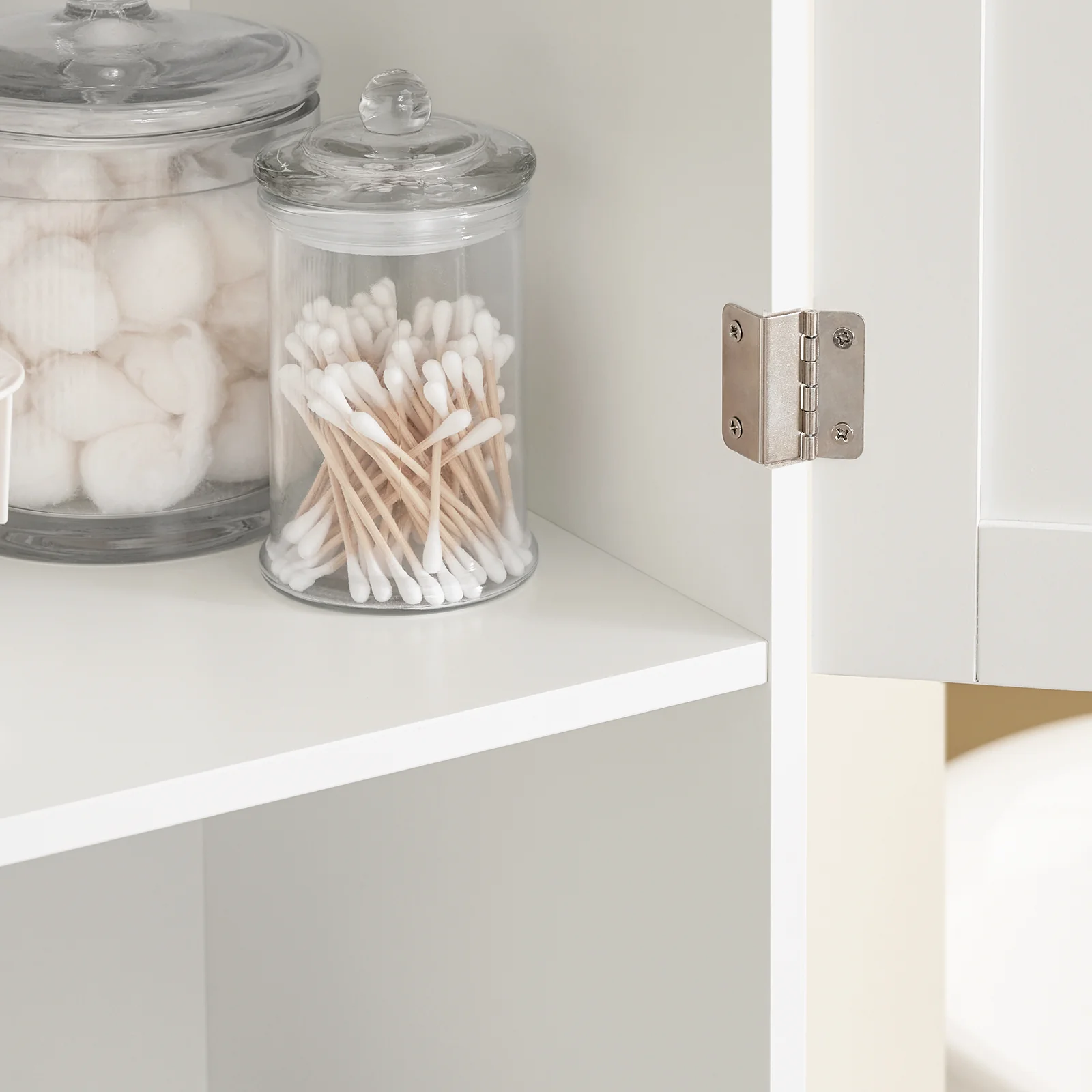 SoBuy BZR215-W Badkamerzuil met 2 wasmanden en 2 laden, badkamerkast, hoog, 78 x 38 x 181 cm, gesloten kast met open plank, opbergkast, ruimtebesparend, voor toilet - Image 11