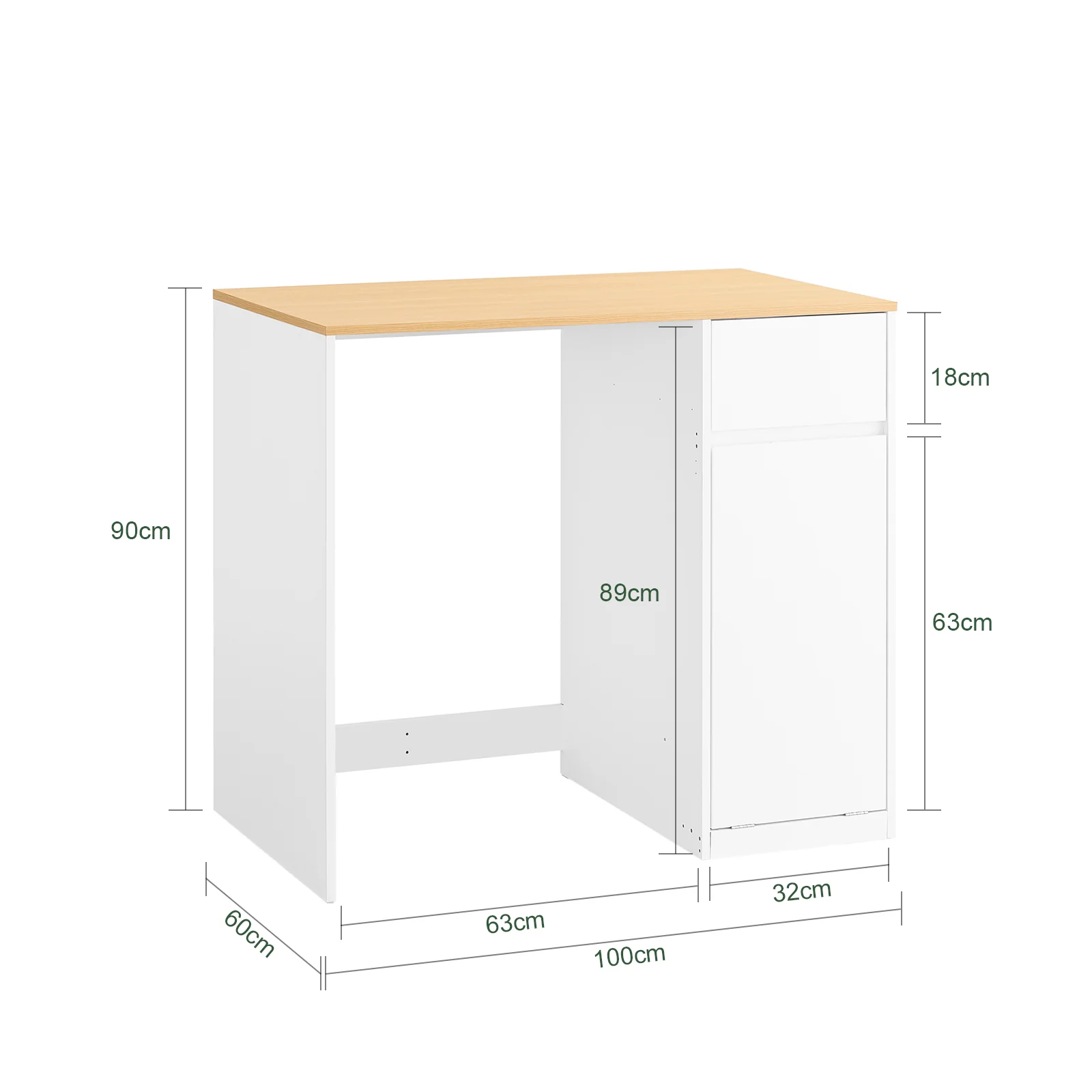 SoBuy BZR217-WN Wasmachinekast - badkamermeubel met wasmand en lade, voor wasmachine en wasdroger, kast voor wasmachine van hout, wit, 100 x 60 x 90 cm - Image 4