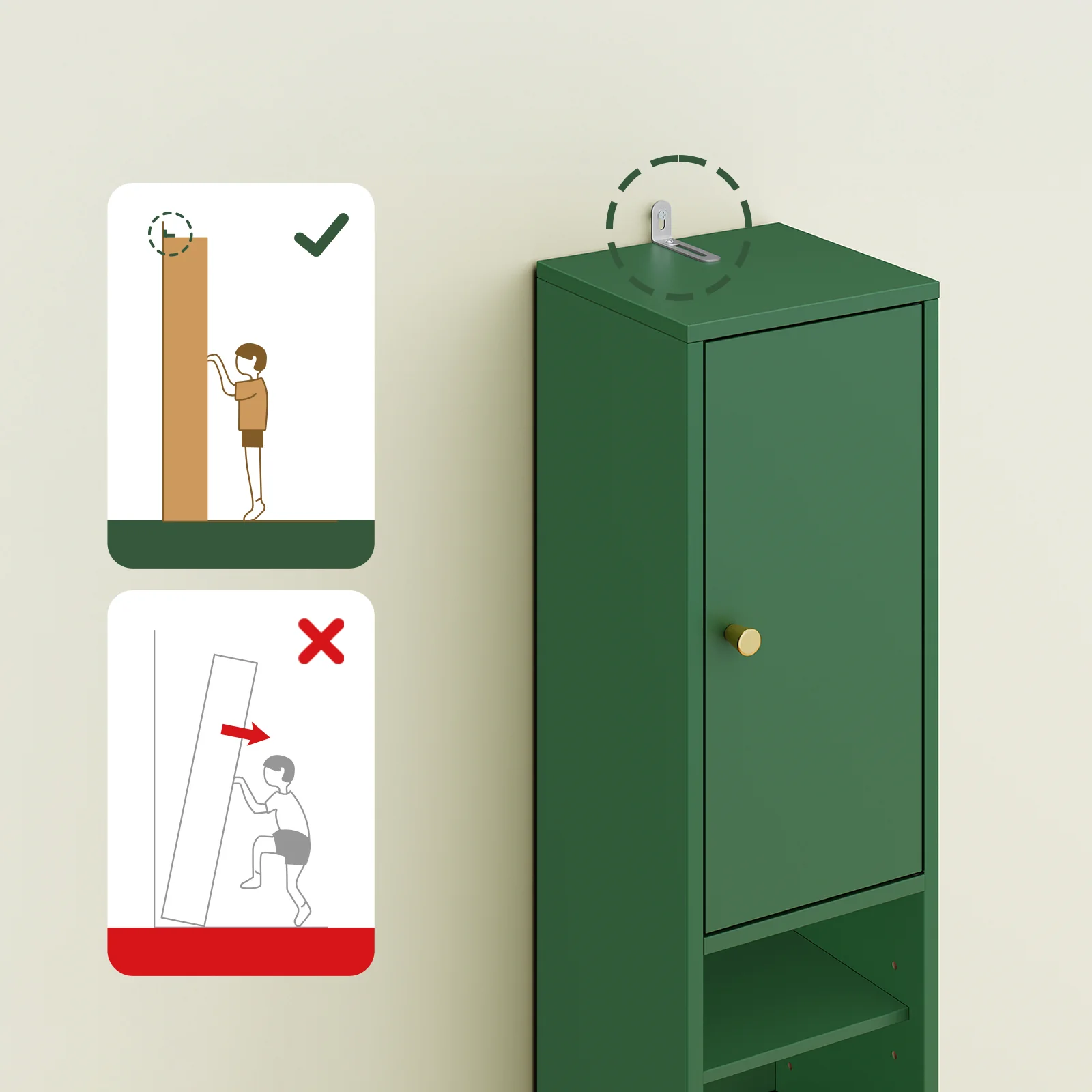 SoBuy BZR34-II-SY Hoge Badkamerkast – Smalle Opbergkast voor Badkamer– Vrijstaand Compacte Badkamermeubel, Waterbestendig met Verstelbare Planken en Lade, Donkergroen, B20 x D20 x H180cm - Image 6
