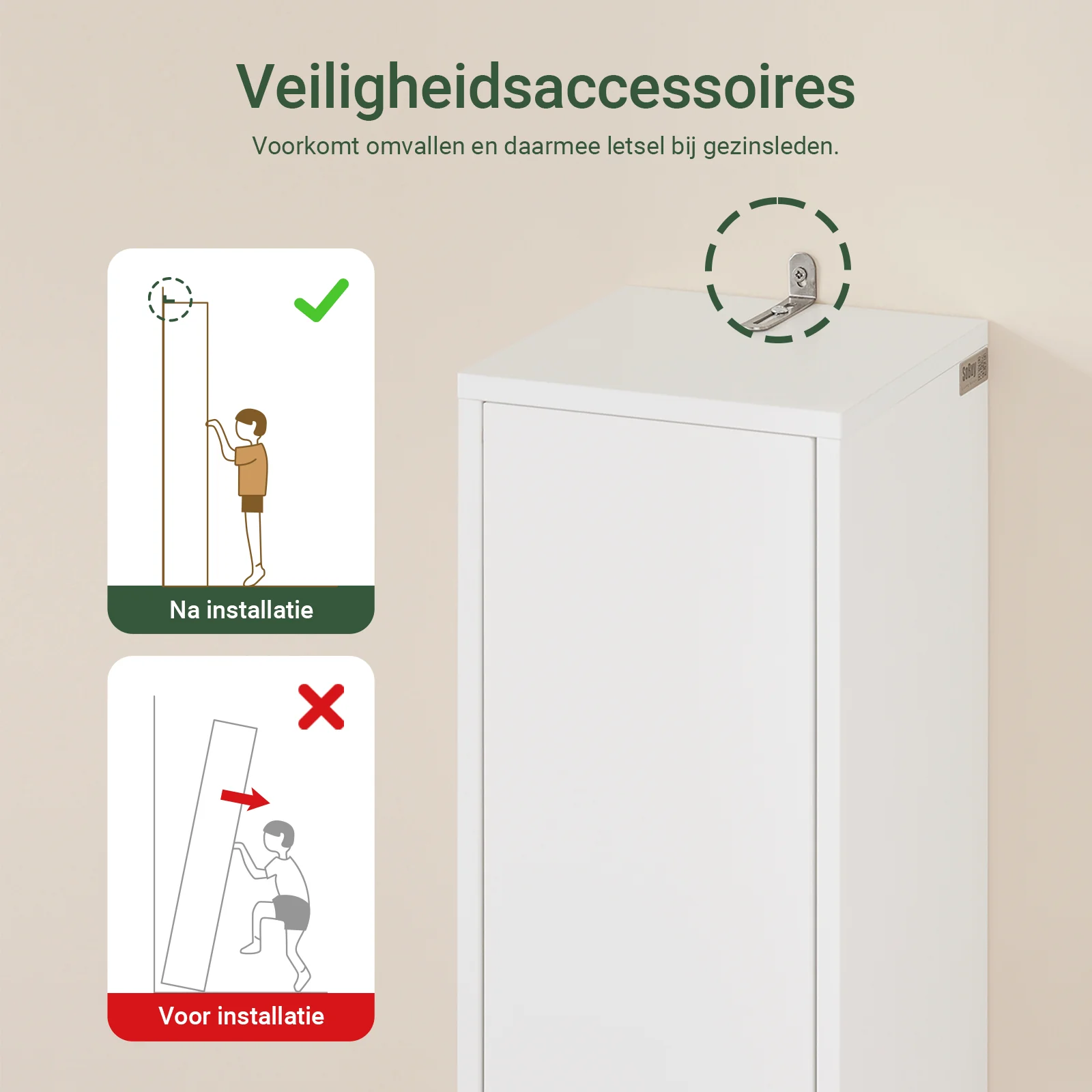 SoBuy BZR34-WN Hoge Badkamerkast met Verstelbare Planken, Smalle Opbergkast, Vrijstaand Slank Badkamermeubel, Waterbestendig MDF, voor Badkamer, Woonkamer, Slaapkamer, Wit en Houtkleur, 20x20x180cm - Image 8
