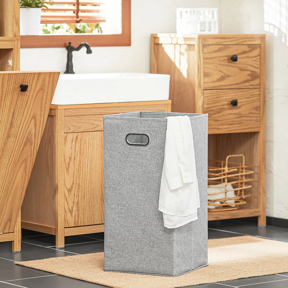 SoBuy BZR95-N Badkamerkast met Kantelbare Wasmand - Badkamer Kolomkast Staande Kast met Wasmandend met 3 Planken en 1 Wasmand - Image 10