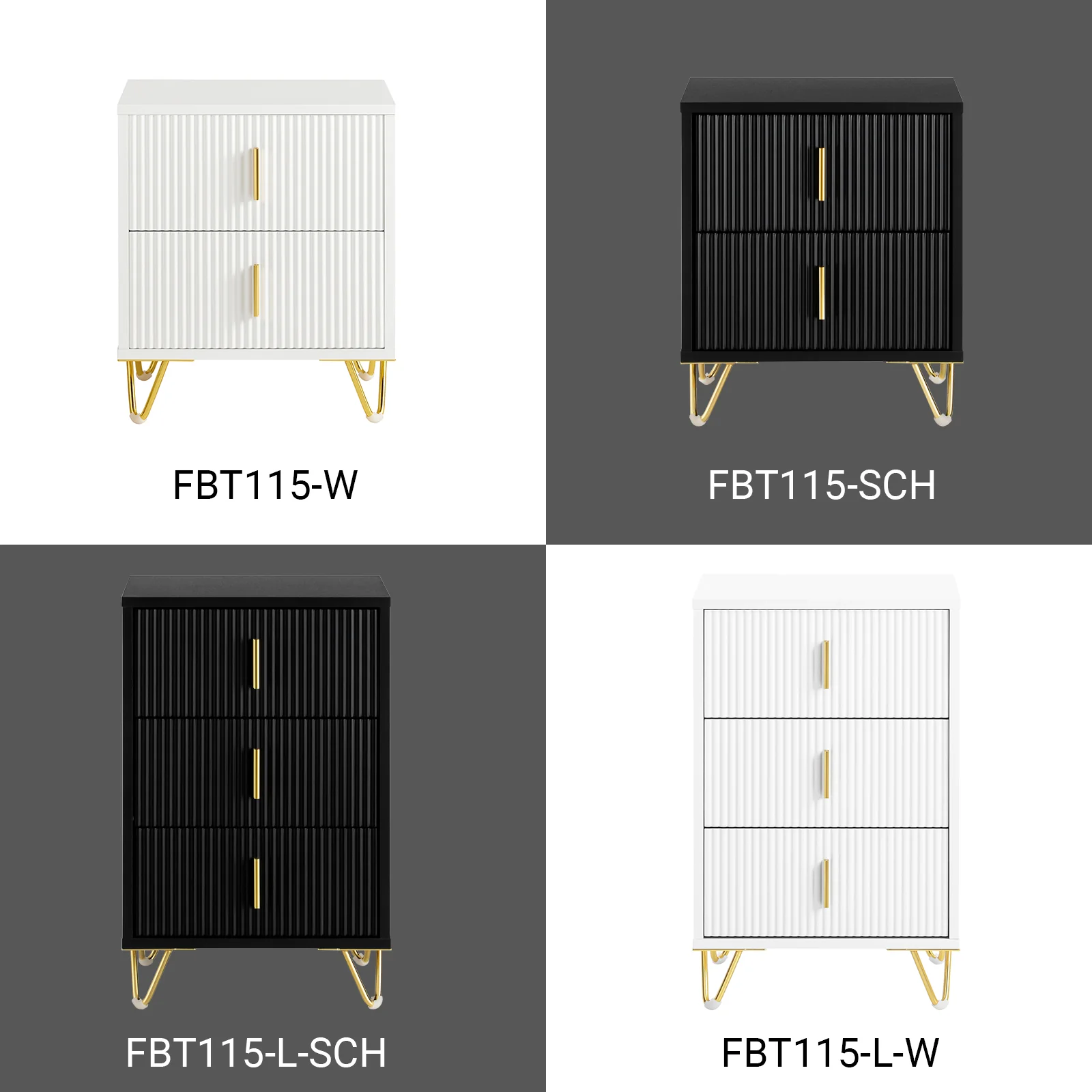 SoBuy FBT115-SCHx2 2-delige Nachtkastje met 2 Schuifladen - Bijzettafel - Sofa Bijzettafel - Salontafel - Slaapkamertafel - Bedtafel met 2 Lade voor Woonkamer, Slaapkamer, Kantoor, Zwart, 40x40x47cm - Image 12