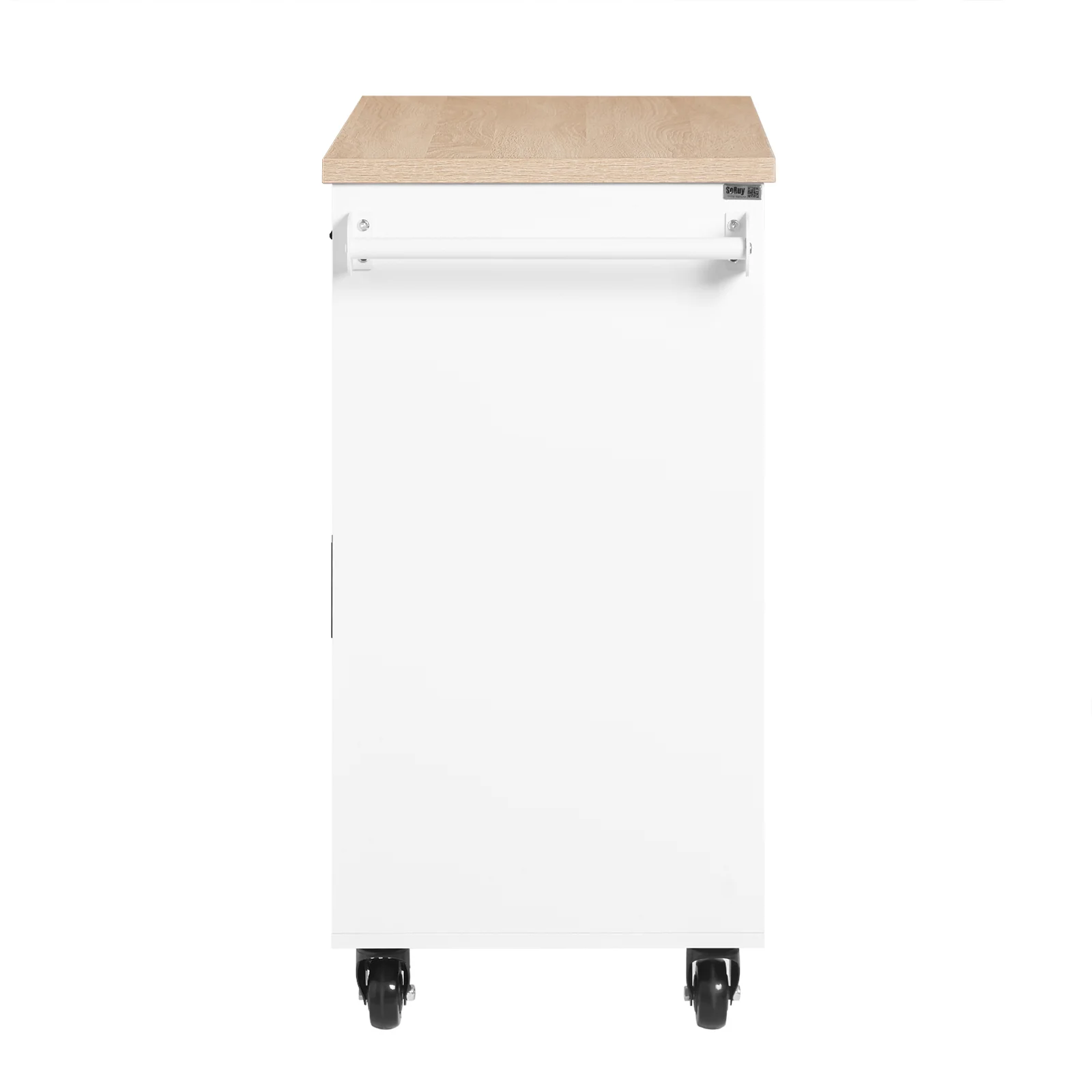 SoBuy FKW126-WN Keukenwagen met wieltjes, keukeneiland, serveerwagen, dressoir, kast, keuken, met 2 laden, 2 deuren, theedoekhouder - Image 6