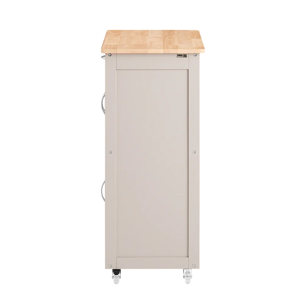 SoBuy FKW45-KA Houten Keukentrolley met Opbergruimte en Wijnrek, Lichtbruin - Image 8