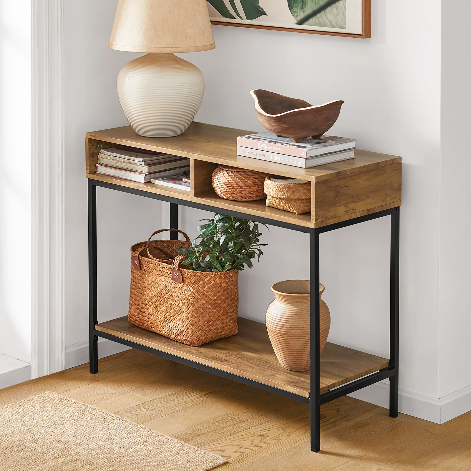 SoBuy FSB41-F – Industriële Console Tafel met 2 Open Vakken – Haltafel, Bijzettafel, Side Table - Image 4