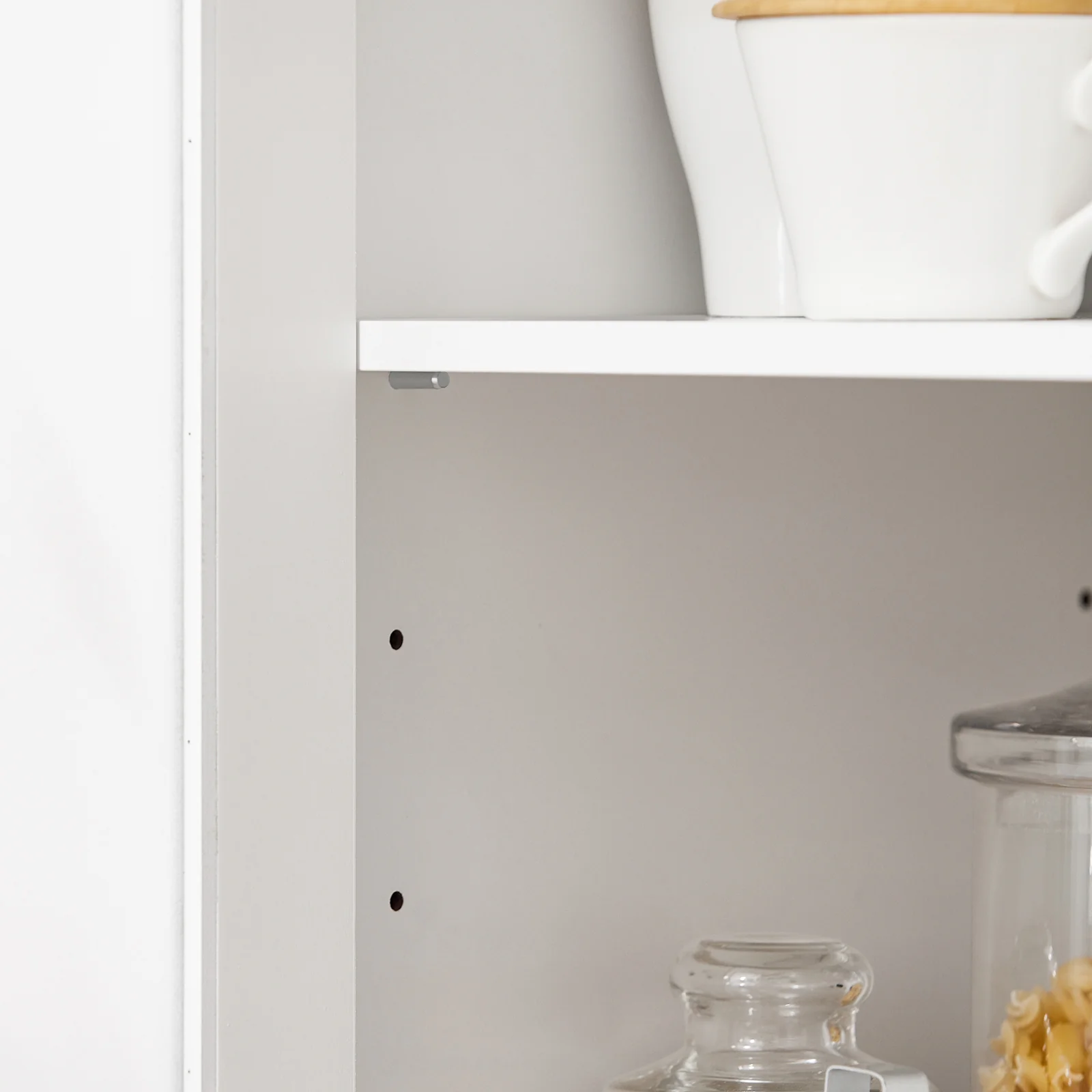 SoBuy FSB78-W Keukentrolley met Wielen – Verrijdbaar Keukeneiland met Opbergruimte & Magnetronrek, Wit 88,5×40×89 cm - Image 11