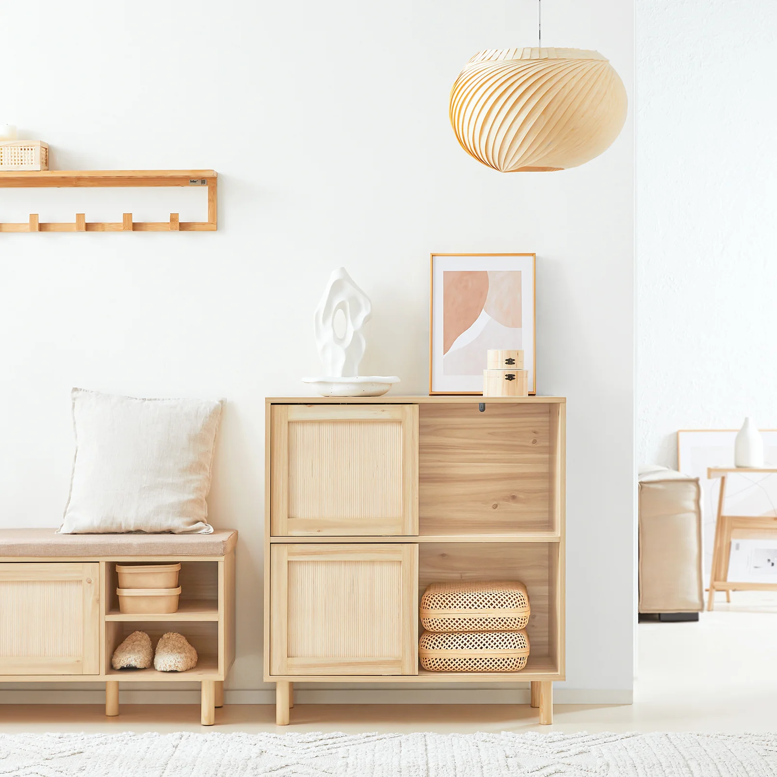 SoBuy FSB87-N Dressoir, Bijzetkast,Inkomkast, Schoenenkast, Schoenenrek, met 2 Schuifdeuren - Image 2