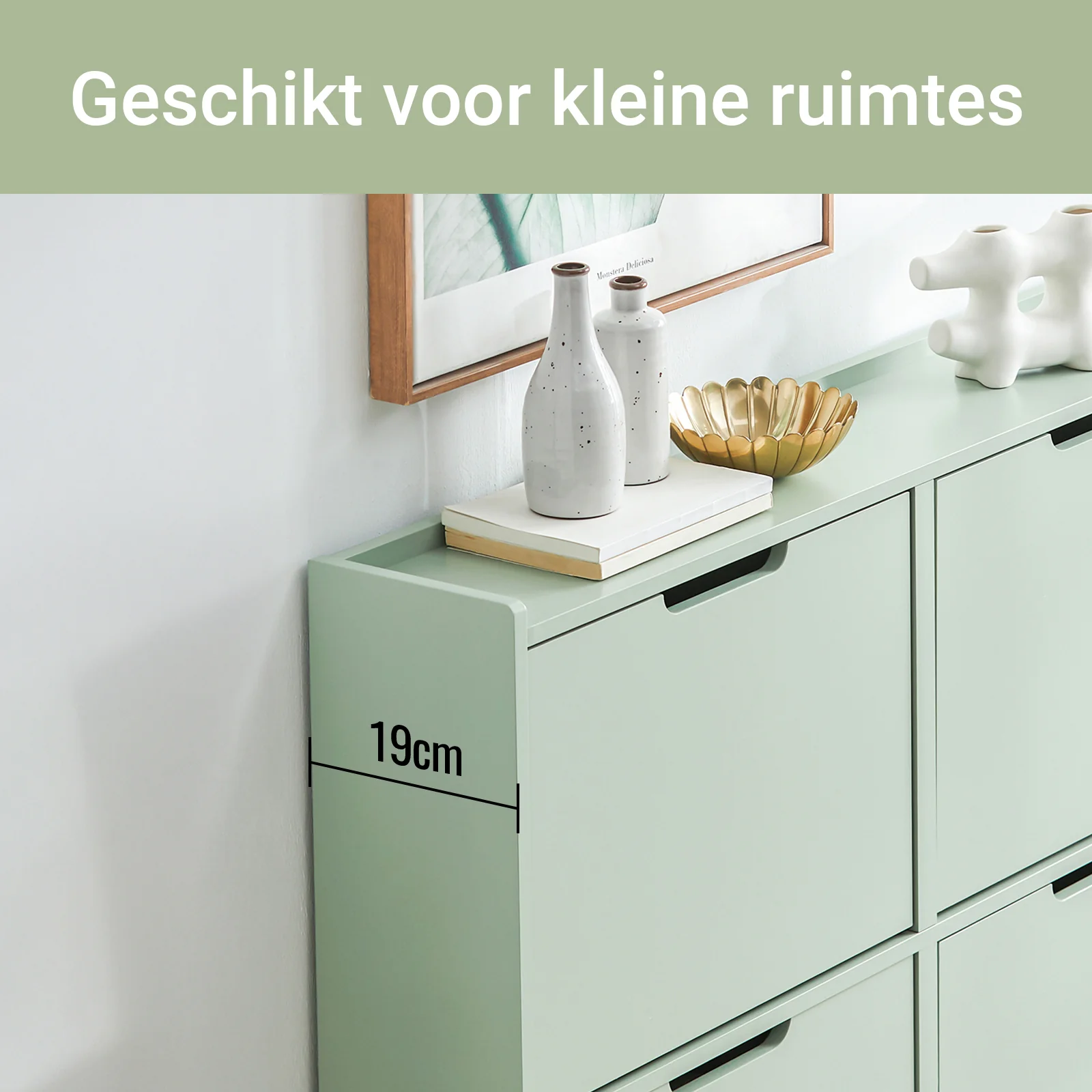 SoBuy FSR100-GR Schoenenkast 4 Kleppen, 12-20 Paar, 60kg, Ultra-Smal 19cm, Anti-Kanteling – Groen, 100x19x91cm - Image 7