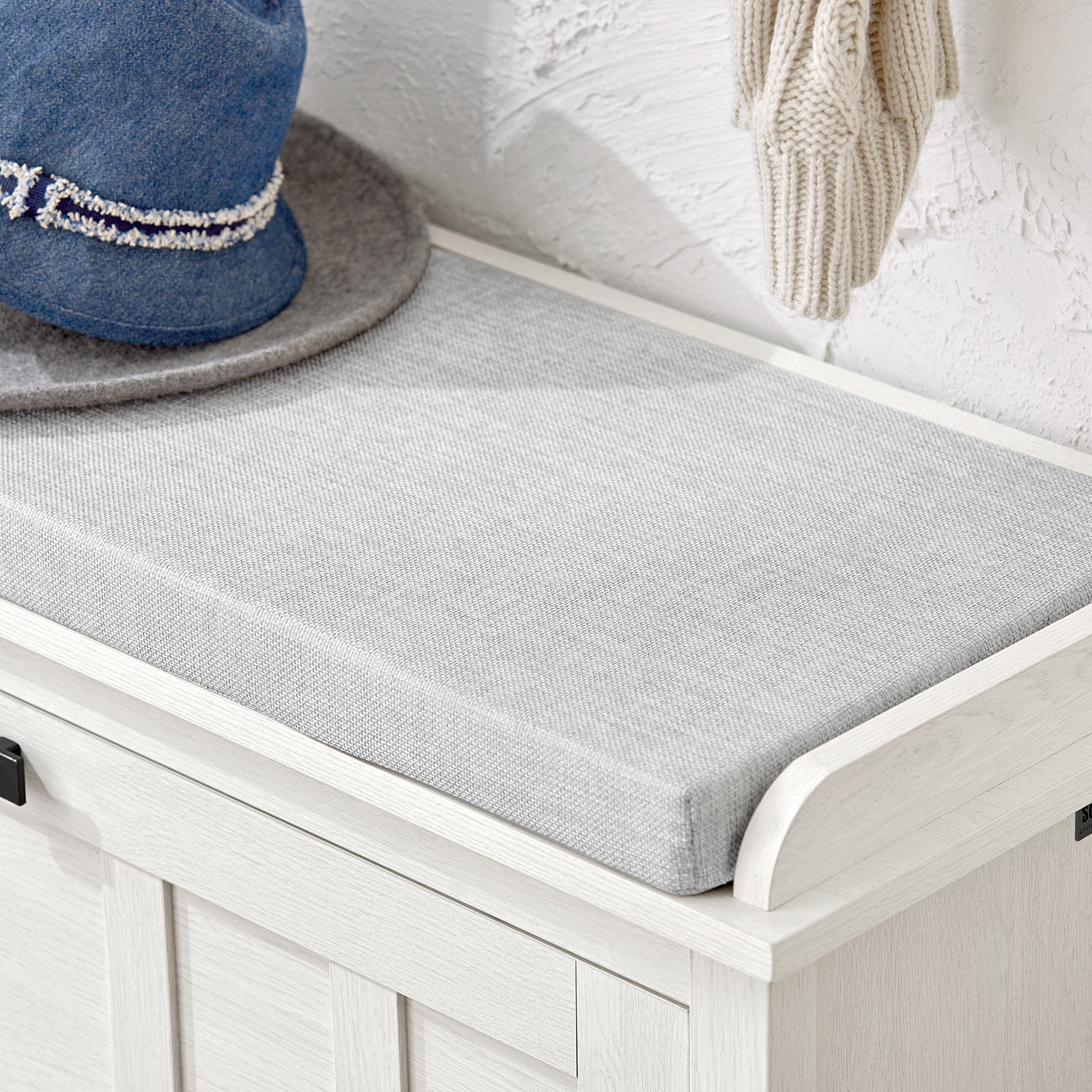 SoBuy FSR161-W Schoenenbank met Kussen – Vintage Wit – Opklapbaar Deurtje, Verstelbare Schappen & Comfortabel Zitkussen – 80×30×50 cm – 150 kg Draagvermogen - Image 10