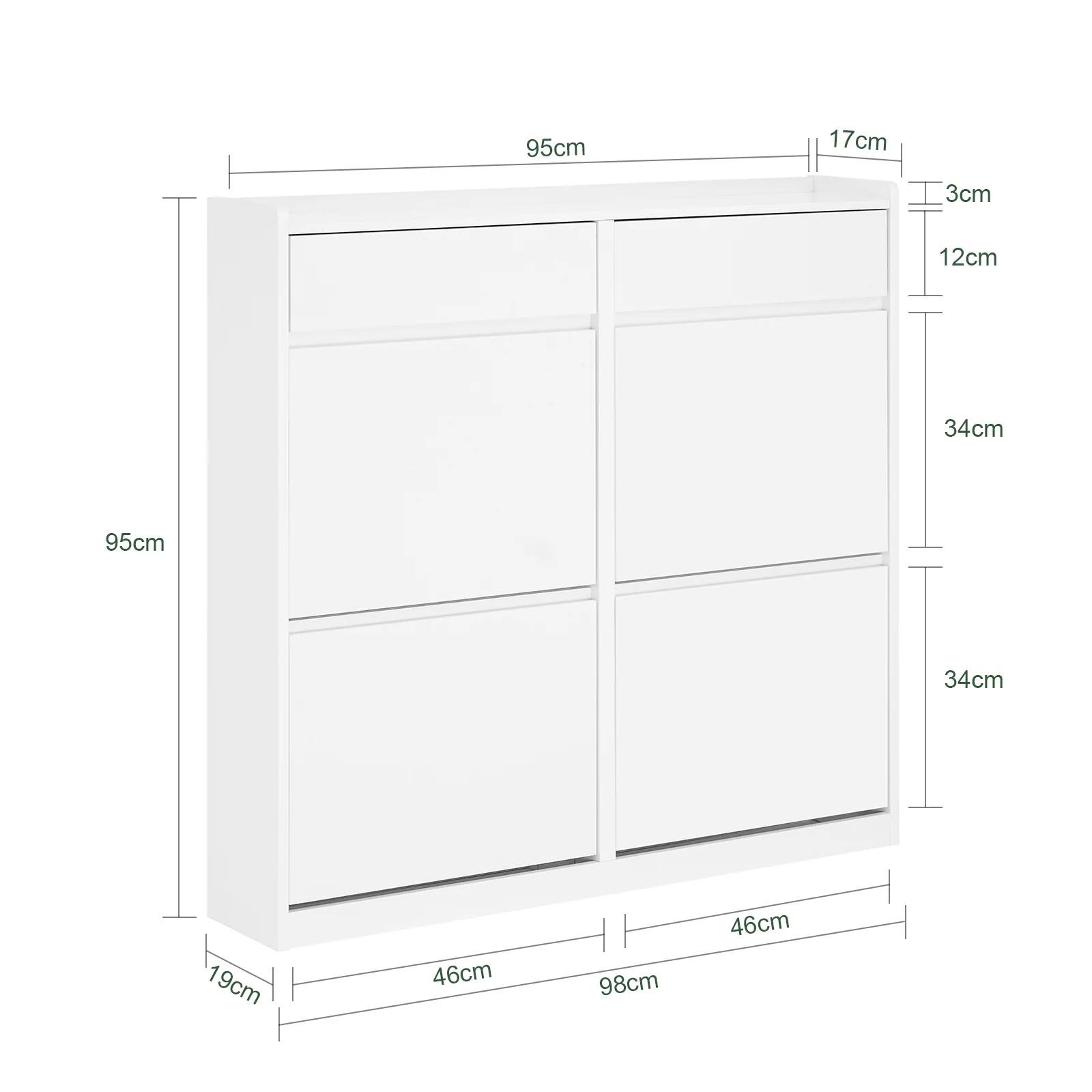 SoBuy FSR169-W Smalle Schoenenkast met 4 Vouwdeuren – 19 cm Diep, Wit - Image 4