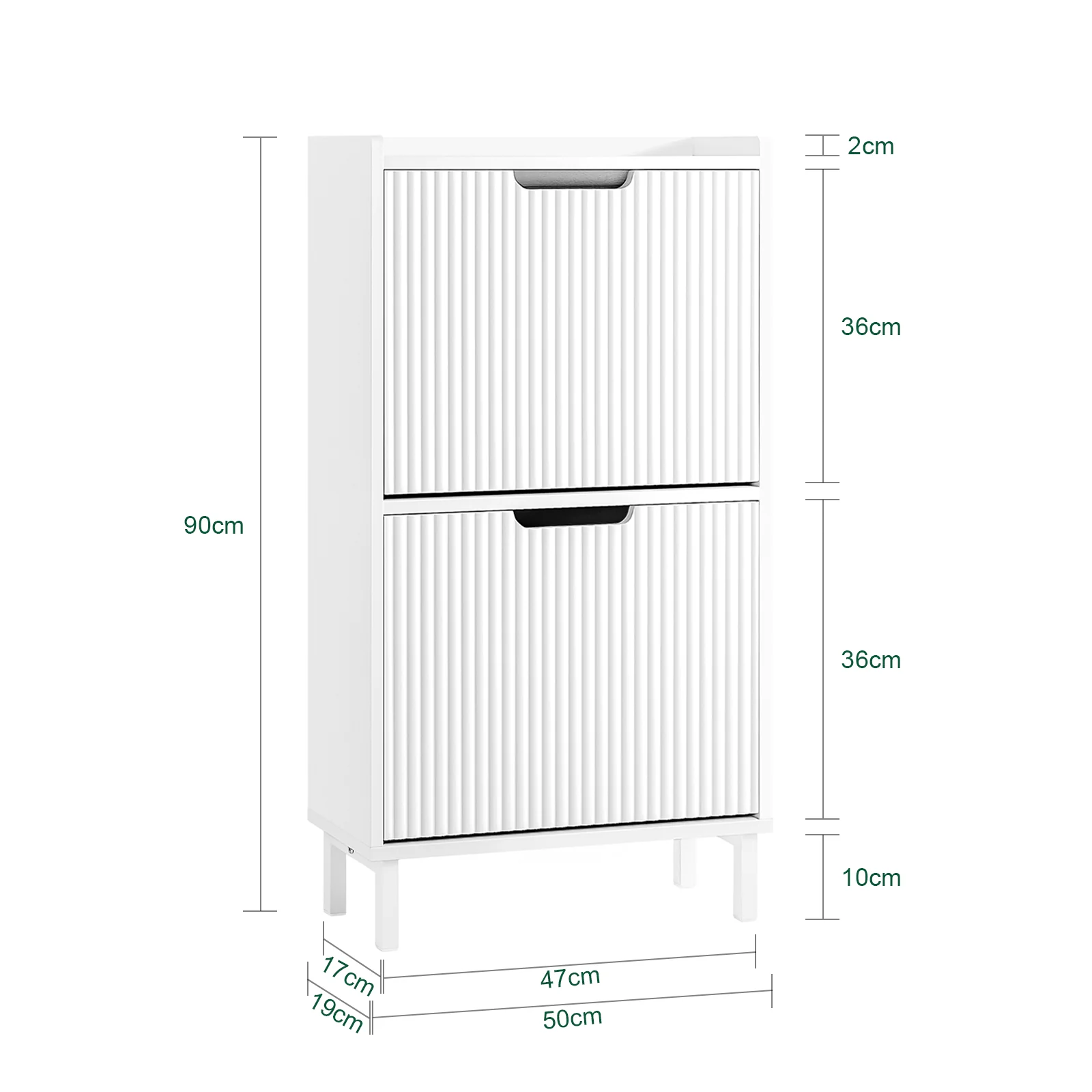 SoBuy FSR177-W Smalle Schoenenkast met 2 Kleppen – Moderne Entree Schoenenopberger van MDF, Compact & Ruimtebesparend, 50x19x90 cm, Wit - Image 5