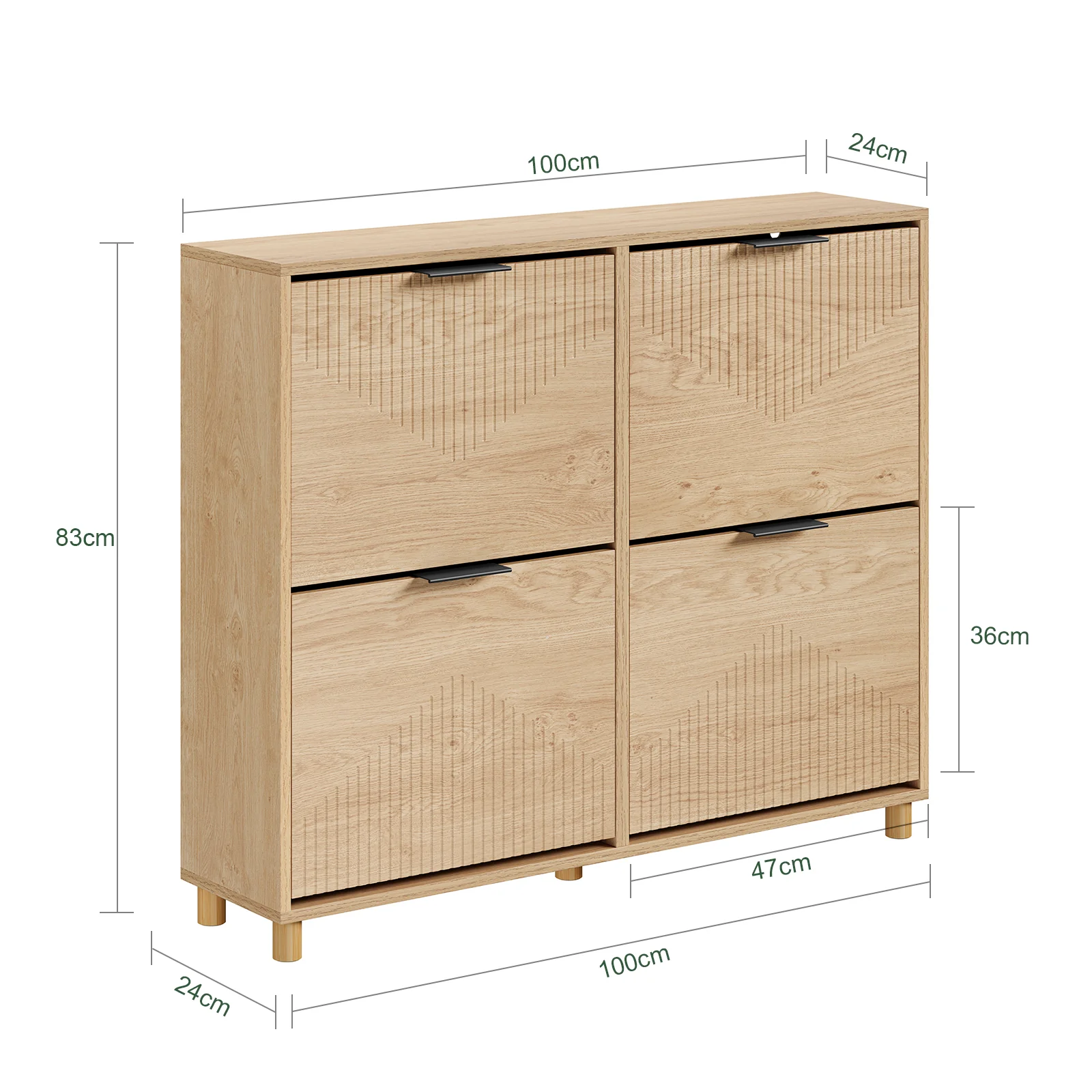 SoBuy FSR214-N Schoenenkast smal, 24 cm, houten schoenenkast, grote capaciteit tot 47, modern Scandinavisch design, perfect voor entree, hal, familie, hout, 100 x 24 x 83 cm - Image 5