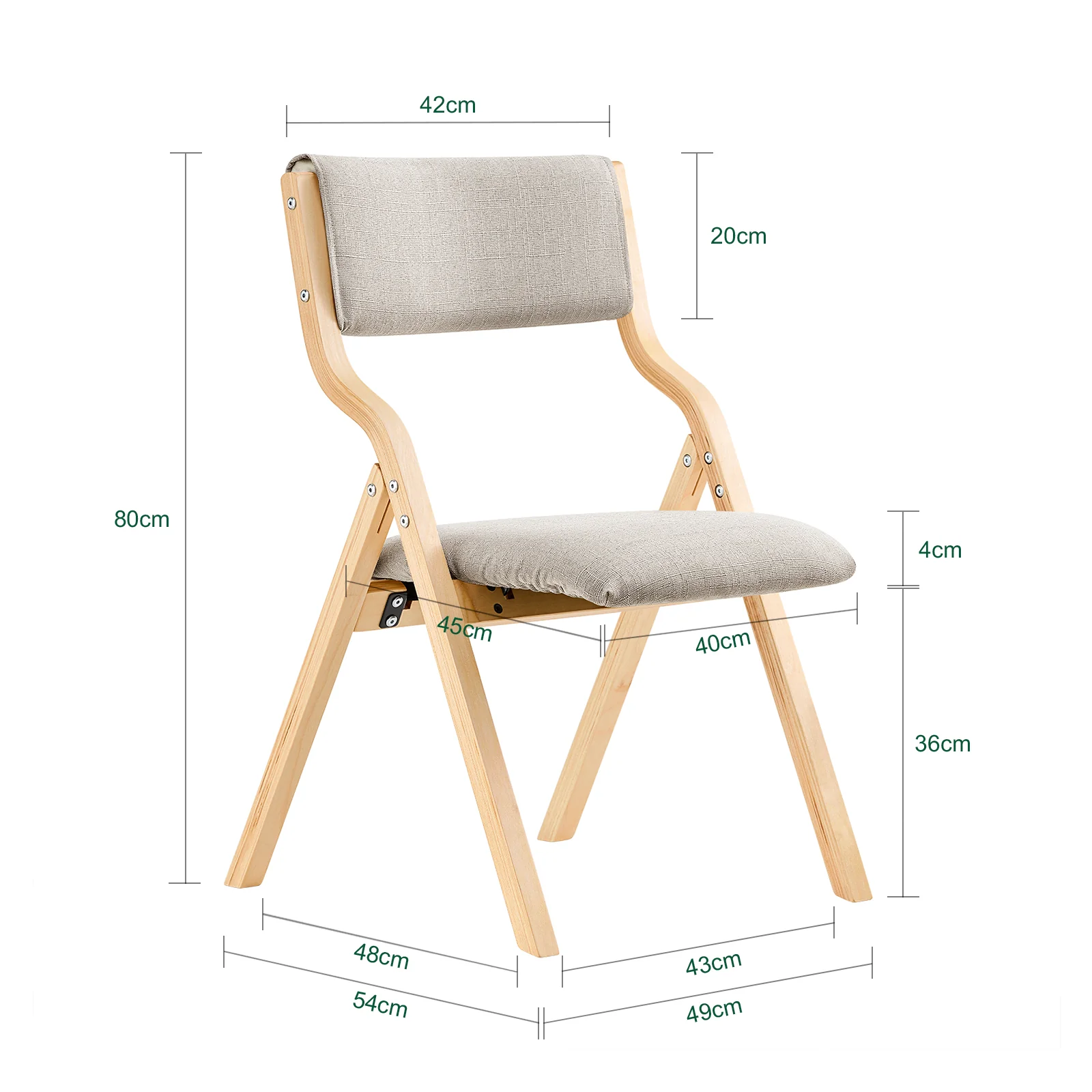 SoBuy FST40-HG Opvouwbare Klapstoel van Berkenhout – Lichtgrijs - Image 5