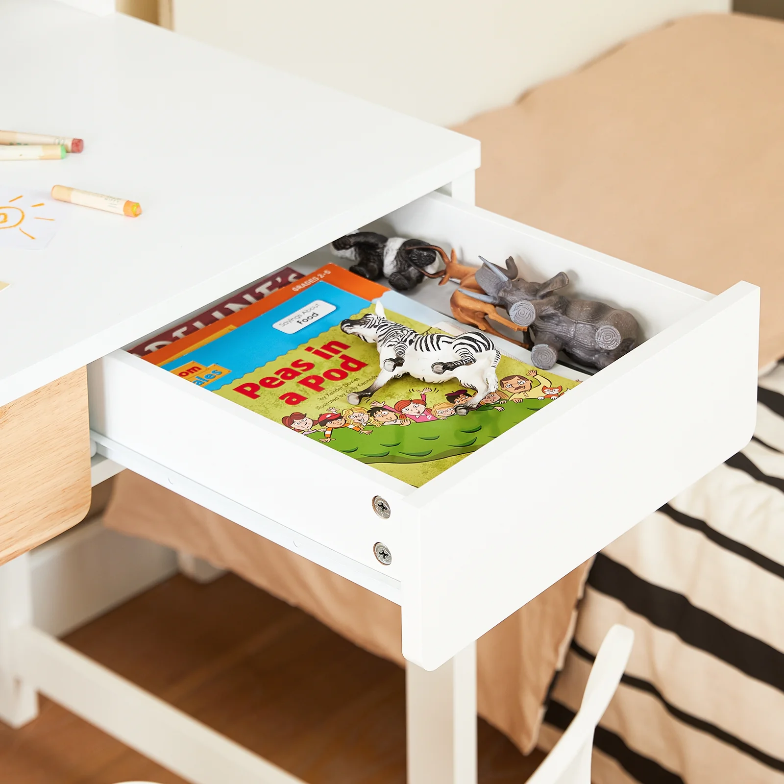 SoBuy FWT106-W Bureau met 2 planken, computertafel, bureautafel, werktafel voor thuiskantoor, hoekbureau, wit - Image 10
