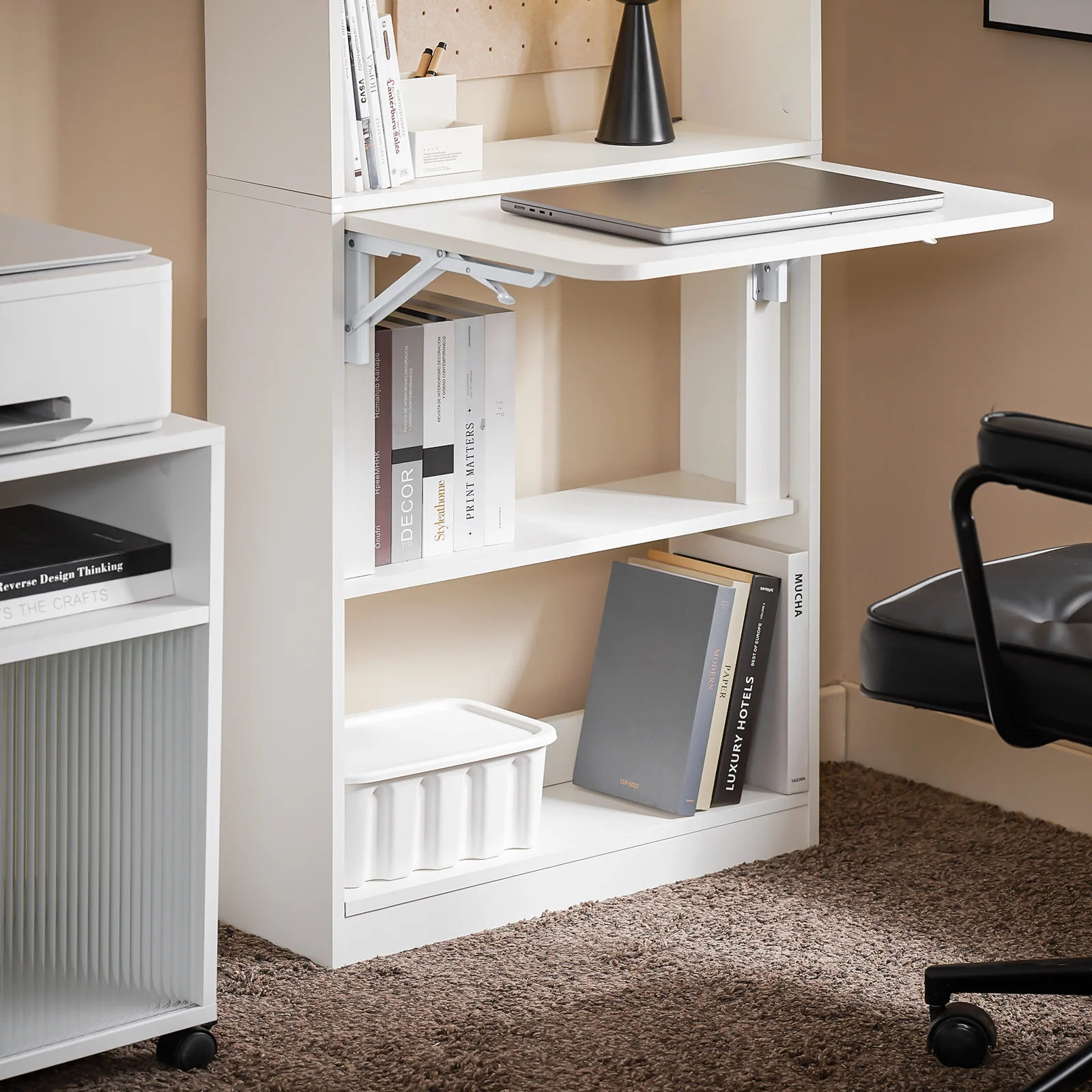 SoBuy FWT92-H-W Schrijftafel inklapbaar computertafel met planken klaptafel werktafel bureau voor thuiskantoor wandtafel laptoptafel - Image 12
