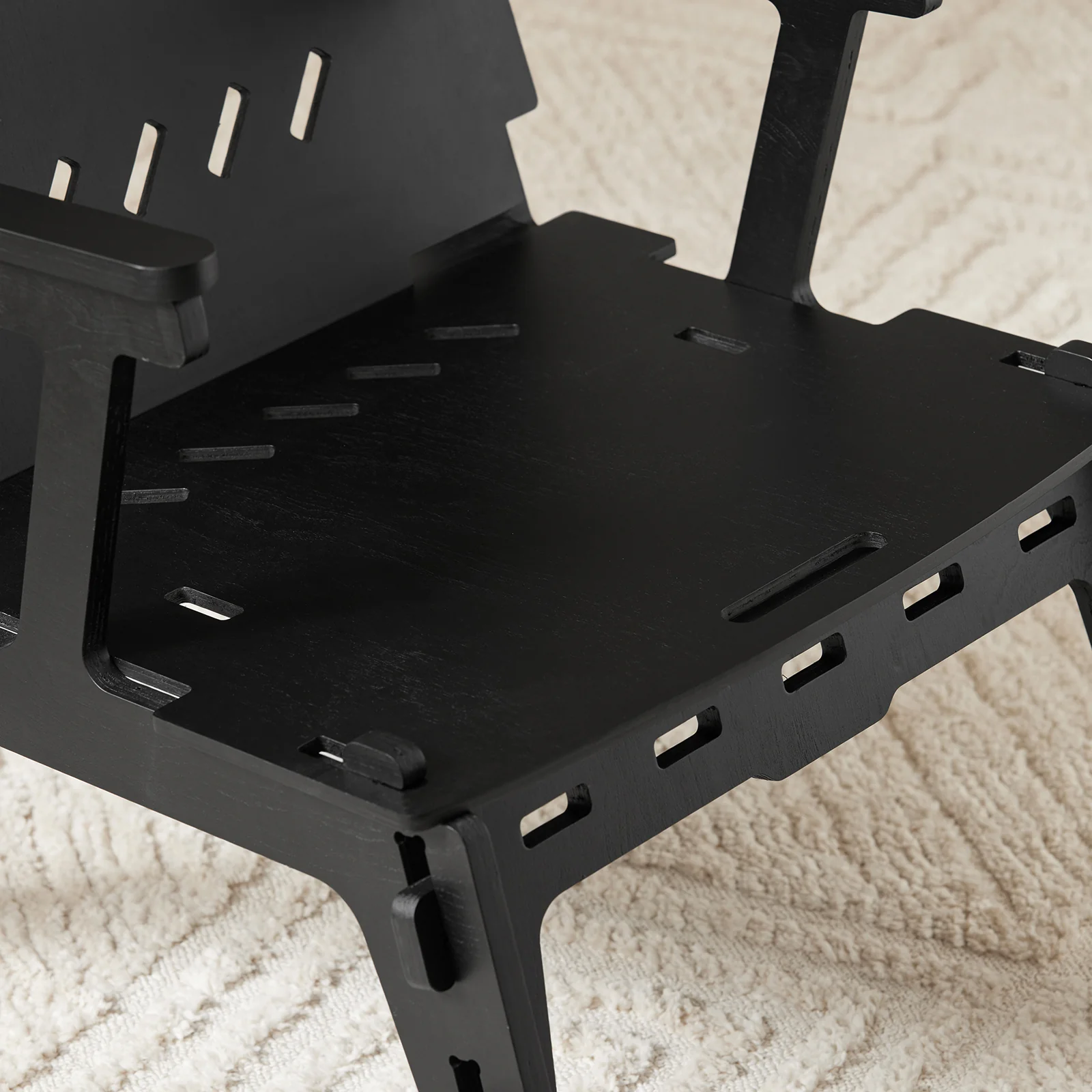 SoBuy HFST02-SCH Designstoel, Eetkamerstoel, Bureaustoel, Comfortabele Ergonomische, met Rugleuning, Zithoogte 35 cm, Structuur Pen-en-Gat, Hout, Zwart - Image 12